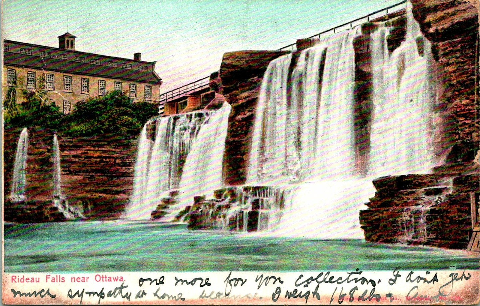 Rideau Falls near Ottawa Canada Postcard used 1905