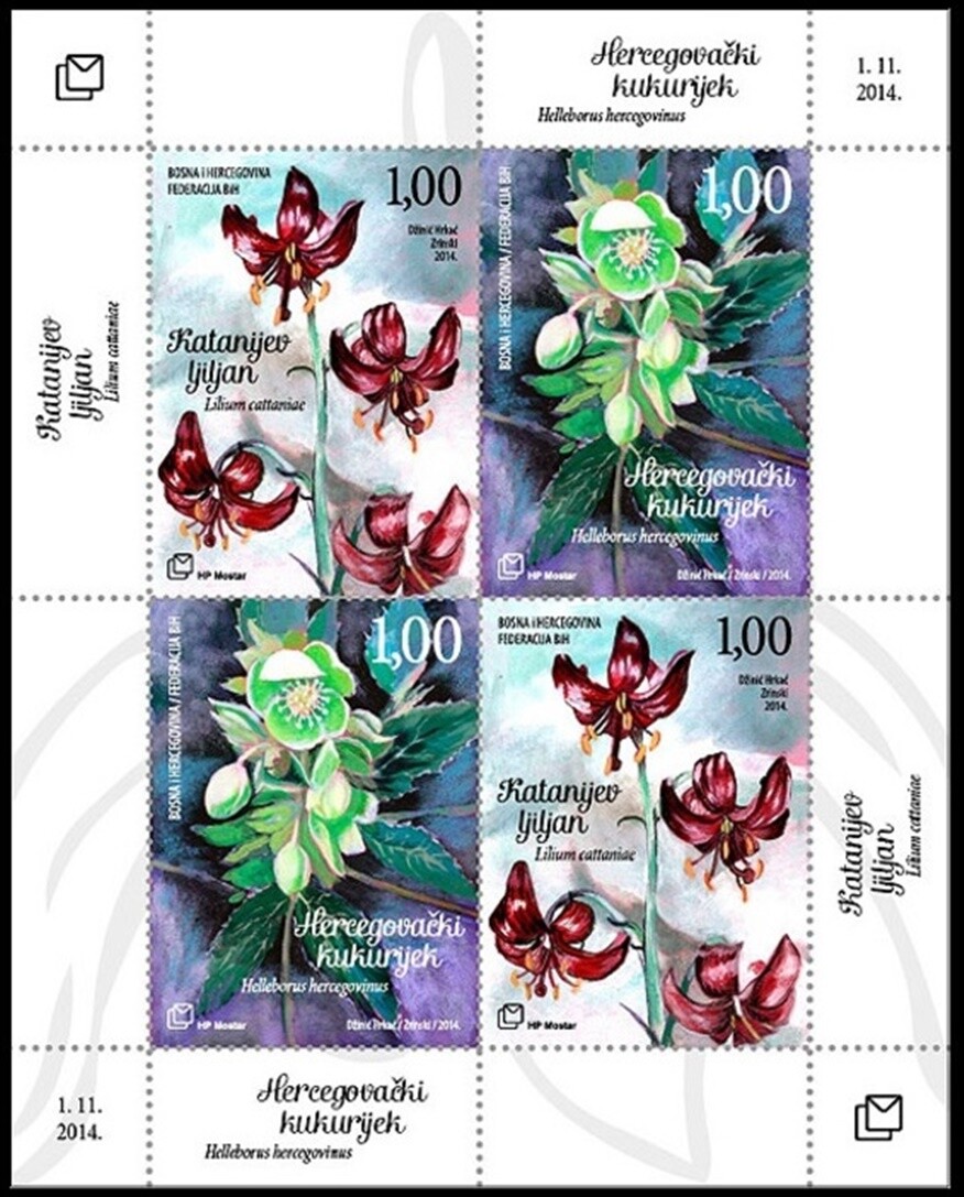 Bosnia (Croatian Post) 2014 ☀ Mih. 396/97 (Bl.33) Flora. Flowers. Lily and Helle