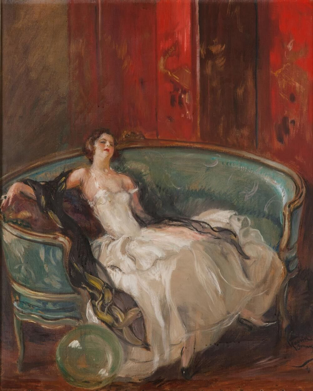 Jean-Gabriel Domergue  Signed Oil Painting on Canvas 16x24 in Art Deco ..