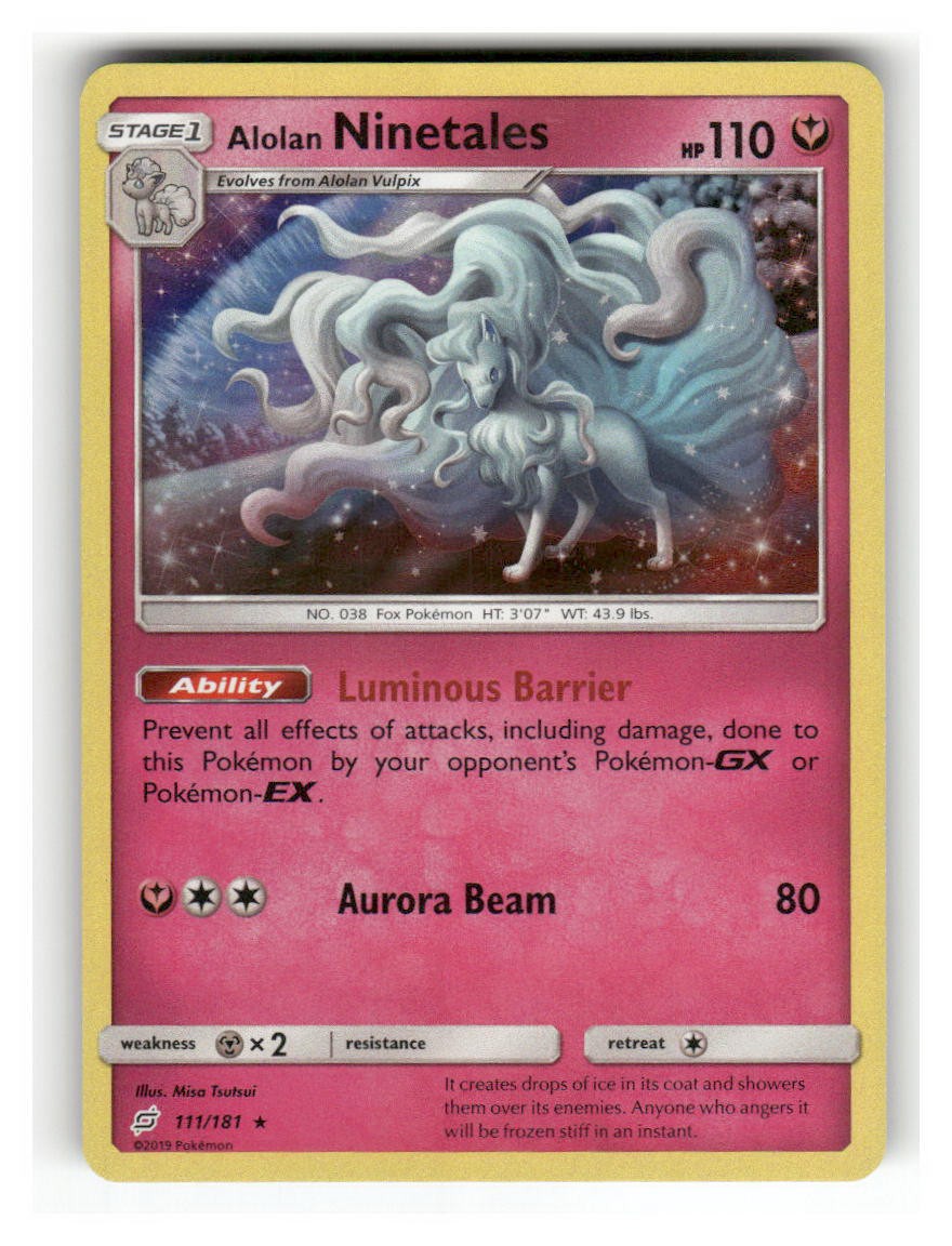 Alolan Ninetales 111/181 Holo Lightly Played Team Up Alolan Ninetales 111/181 Holo Lightly Played Team Up