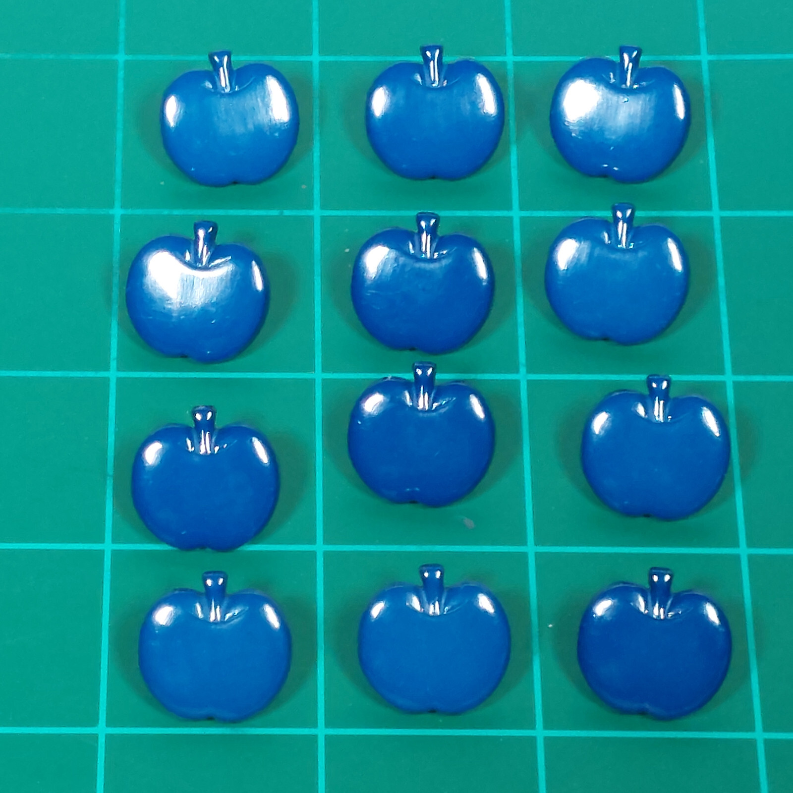 Vtg Dill Apple Buttons 12 ct. Blue 18mm Plastic Children Sewing Craft W Germany