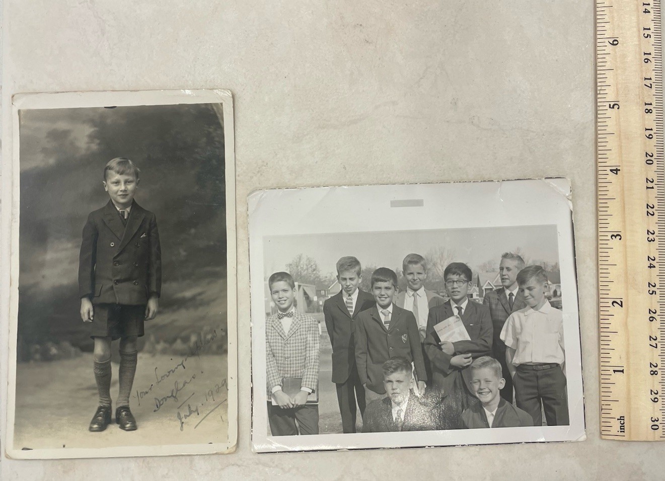 1939 RPPC Photo Postcard Boy Short Suit Douglas + Howie Sunday School Photo 1939 RPPC Photo Postcard Boy Short Suit Douglas + Howie Sunday School Photo