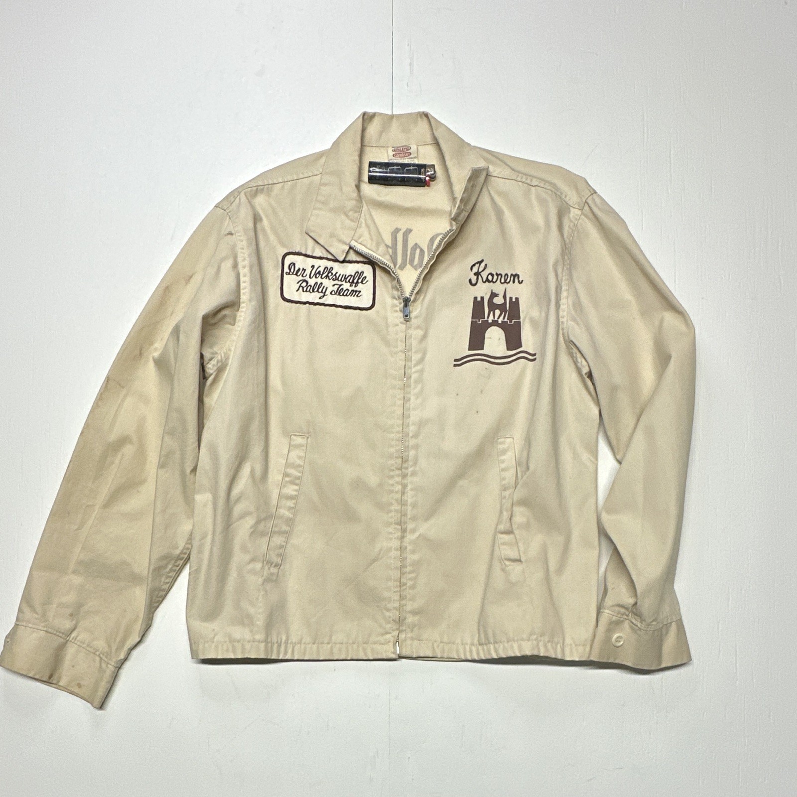 1950’s-60’s Der Volkswaffe Rally Team Cream And Brown Sz M Jacket True Vintage