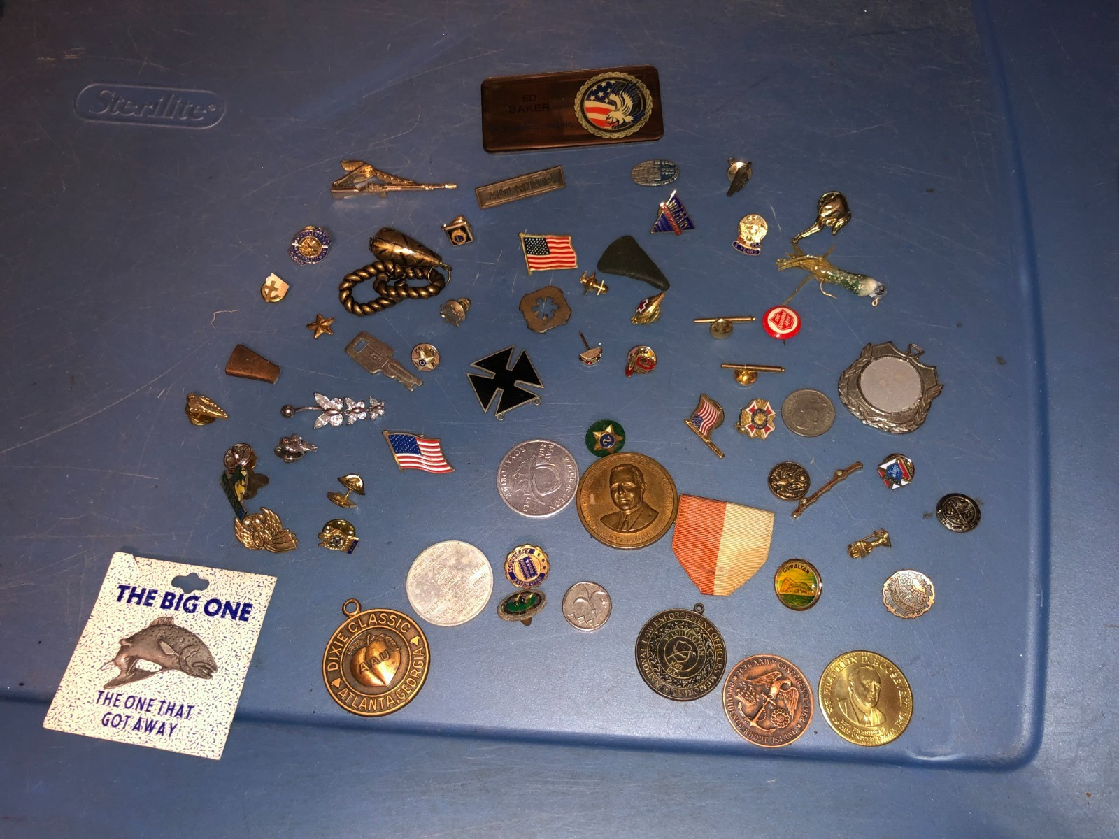 Vintage Large Lot of JUNK DRAWER Of Pins & Tokens Vintage Large Lot of JUNK DRAWER Of Pins & Tokens