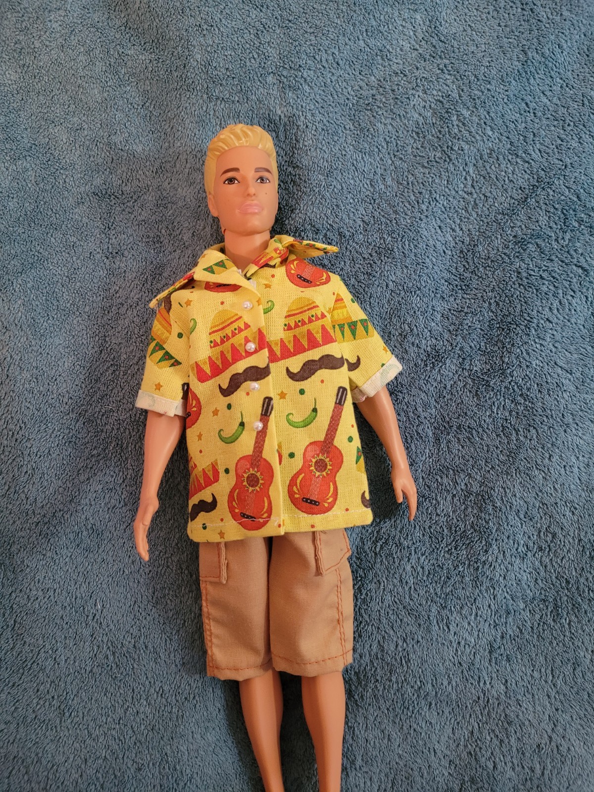 Handmade Ken Doll Mexican shirt and docker type shorts Yellow Handmade Ken Doll Mexican shirt and docker type shorts Yellow