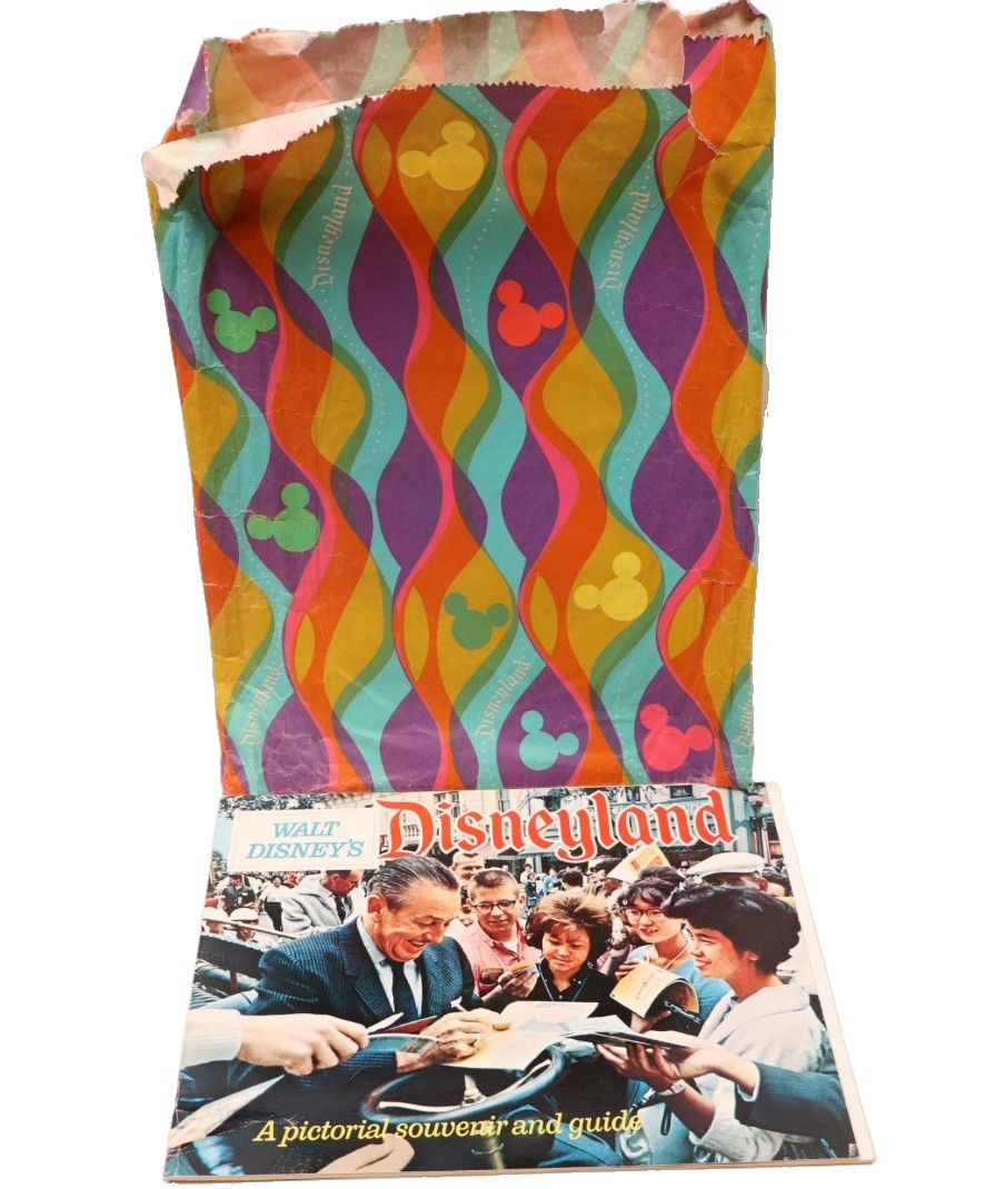 VTG 1967 Disneyland Walt Disney Souvenir Mod Paper Gift Bag & Guide Booklet VTG 1967 Disneyland Walt Disney Souvenir Mod Paper Gift Bag & Guide Booklet