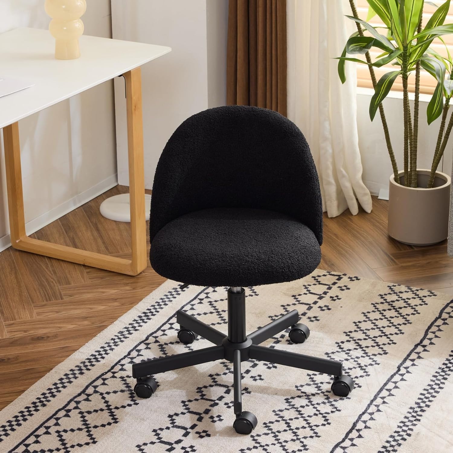 VINGLI Cute Candy Chair Armless Comfy Small Office Desk Vanity Chair with Wheels