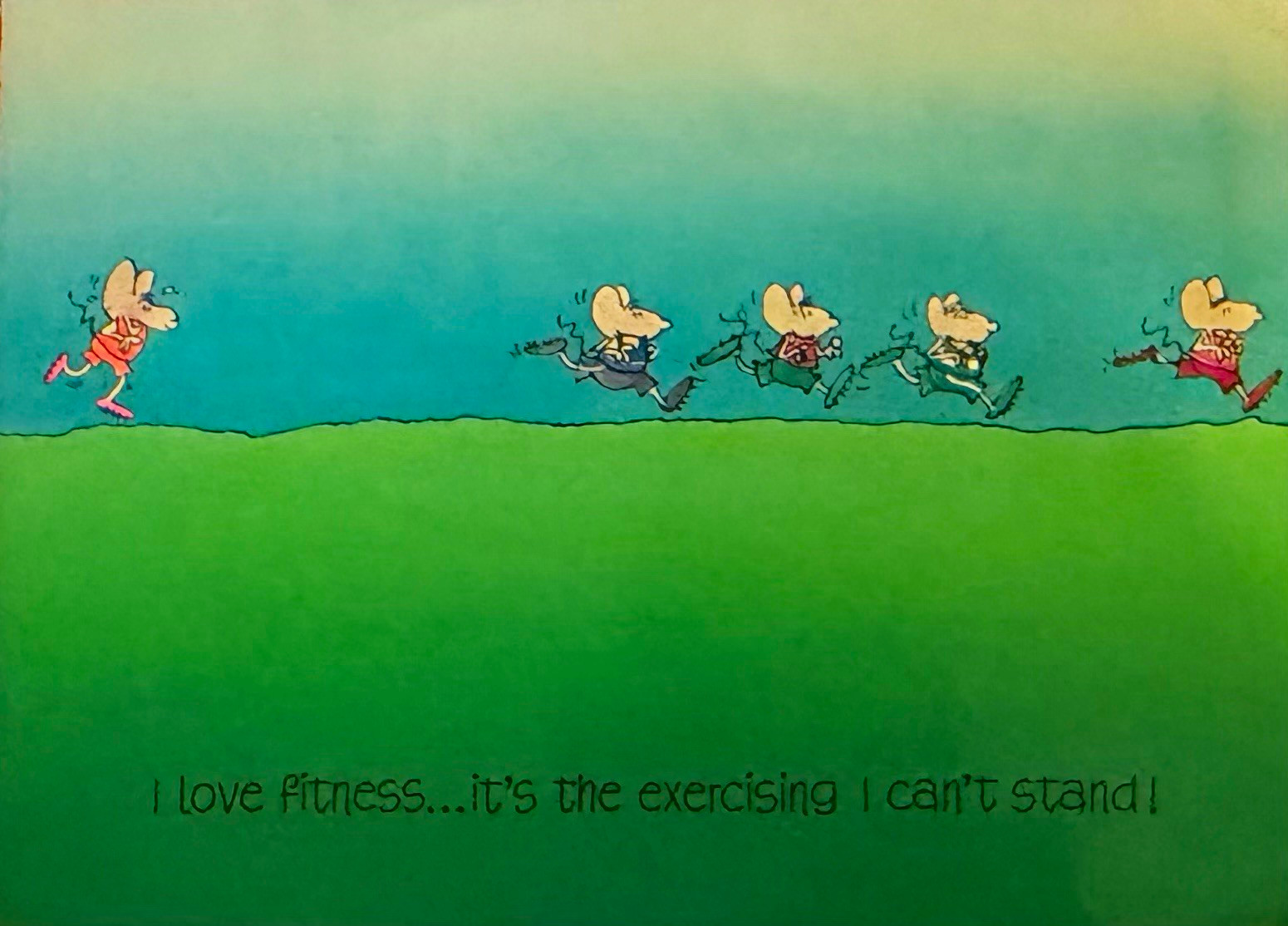 1980s Vintage Ambassador Greeting Card / Poster – Humorous Fitness Cartoon NOS 1980s Vintage Ambassador Greeting Card / Poster – Humorous Fitness Cartoon NOS