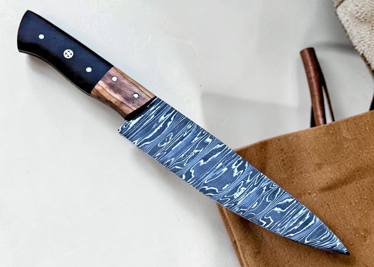 Custom Hand Made Forged Damascus Steel Blade Utility Kitchen Chef Knife ZS 51 Custom Hand Made Forged Damascus Steel Blade Utility Kitchen Chef Knife ZS 51