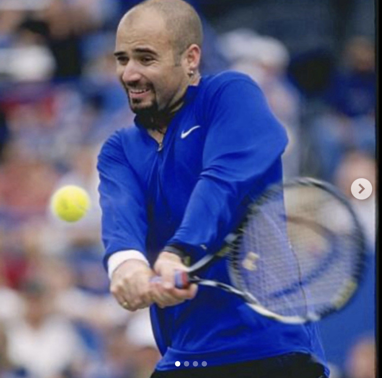 Nike Andre Agassi Challenge Court US Open 1996 Indigo Long Sleeves Zip XL Tennis Nike Andre Agassi Challenge Court US Open 1996 Indigo Long Sleeves Zip XL Tennis