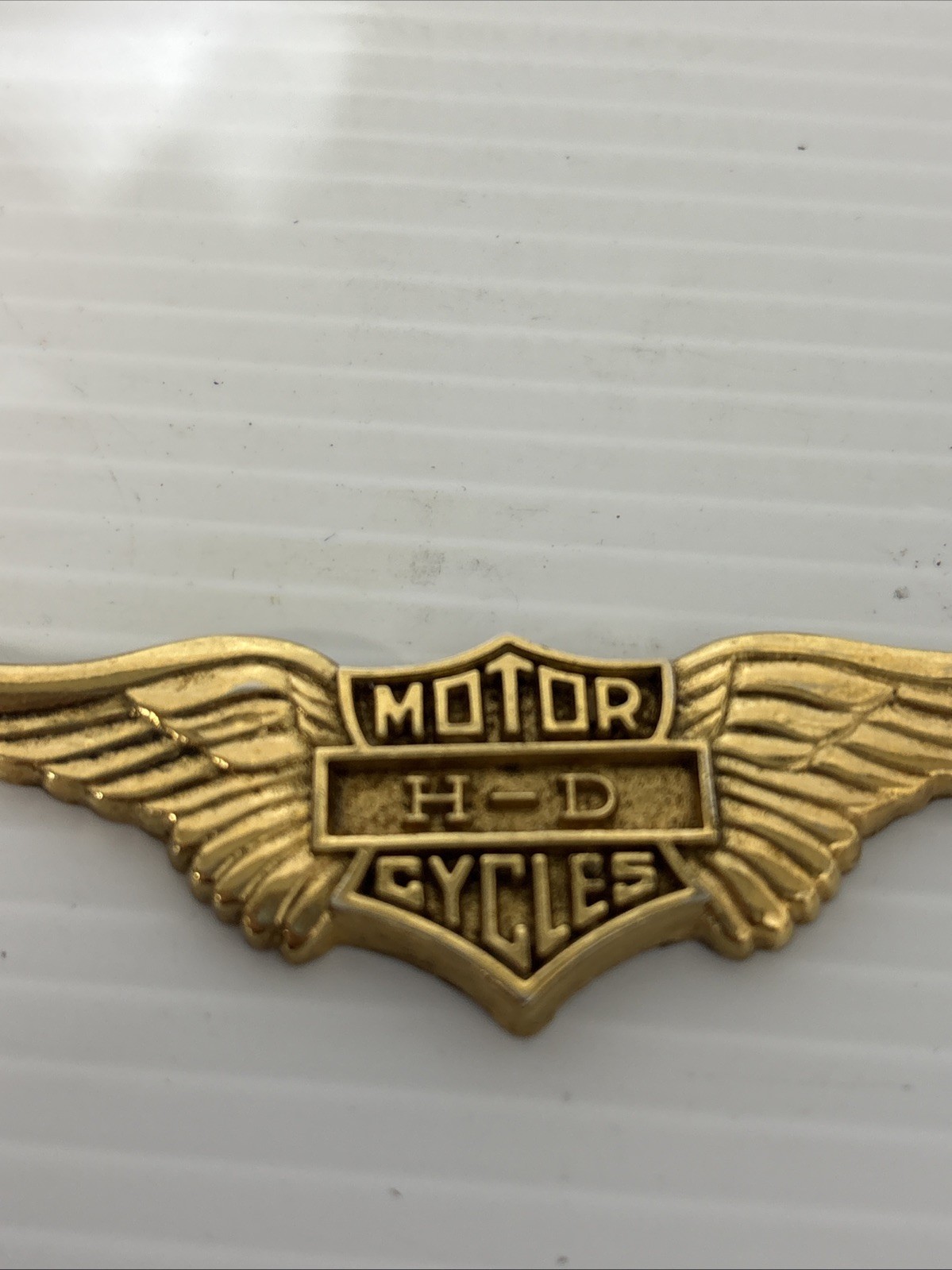 Vtg Solid Brass Harley H-D Motor Cycles Wings Badge Emblem HD 1970\'s Vtg Solid Brass Harley H-D Motor Cycles Wings Badge Emblem HD 1970\'s