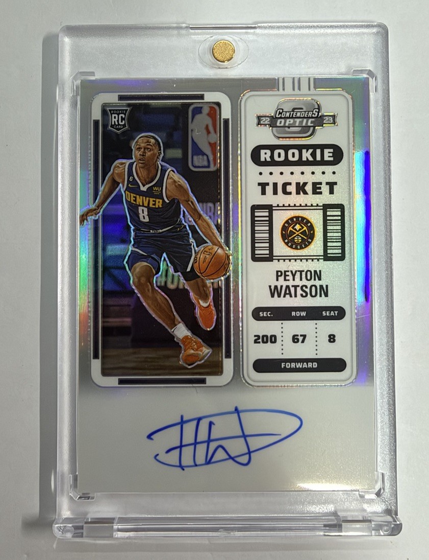 2022-23 Panini Contenders Optic Peyton Watson RC Rookie Ticket Auto #101 Nuggets