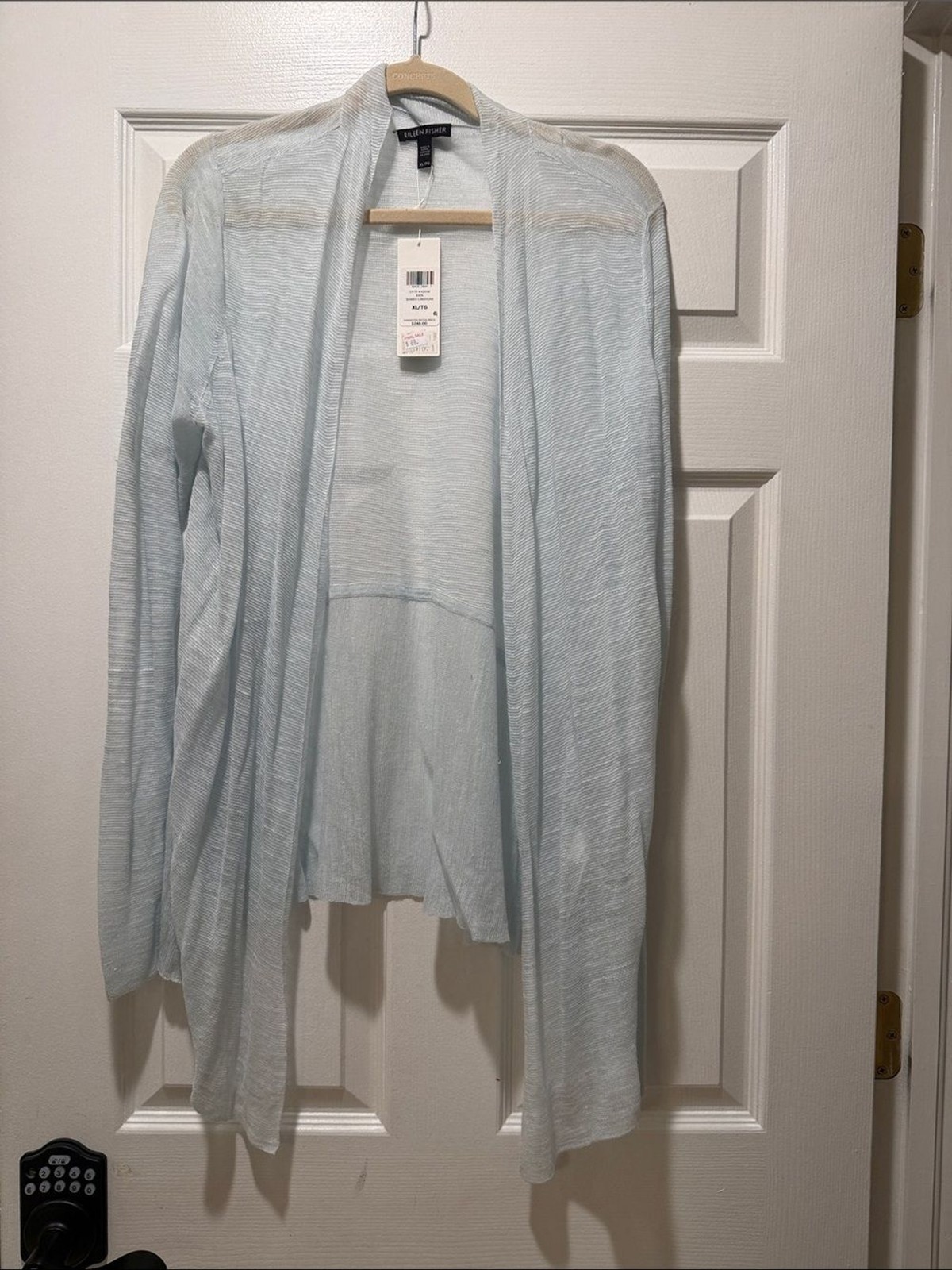Eileen Fisher Light Blue Open-Front Linen Duster Eileen Fisher Light Blue Open-Front Linen Duster