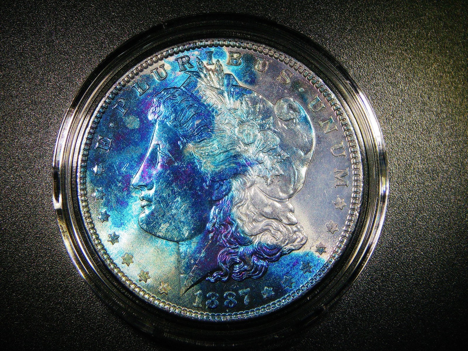 EF+/AU  1887 MORGAN SILVER DOLLAR UNIQUE TONING COLLECTOR COIN M-2233