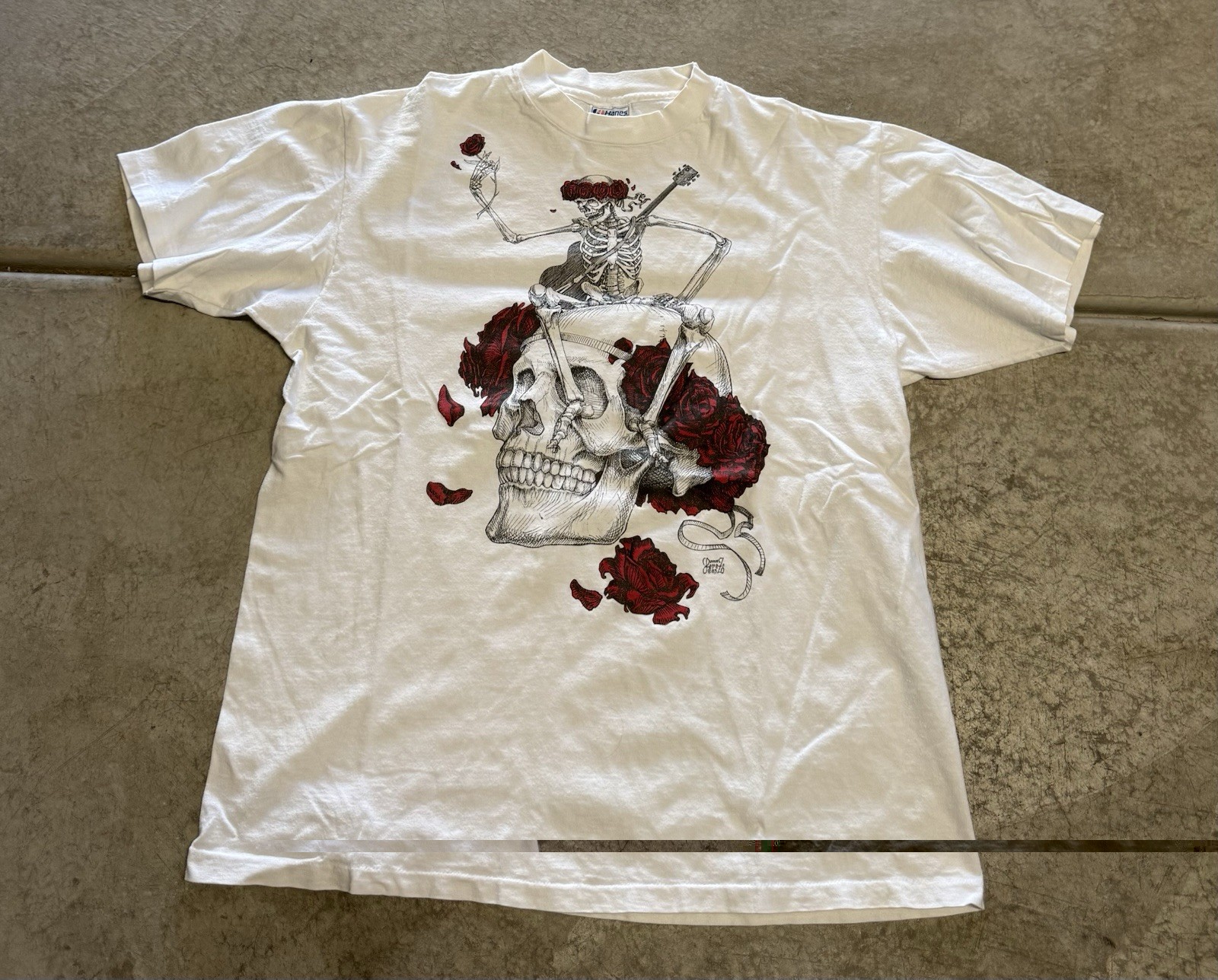 True Vintage 1985 Grateful Dead Vincent Perez Art Skulls Grunge Music T-shirt XL