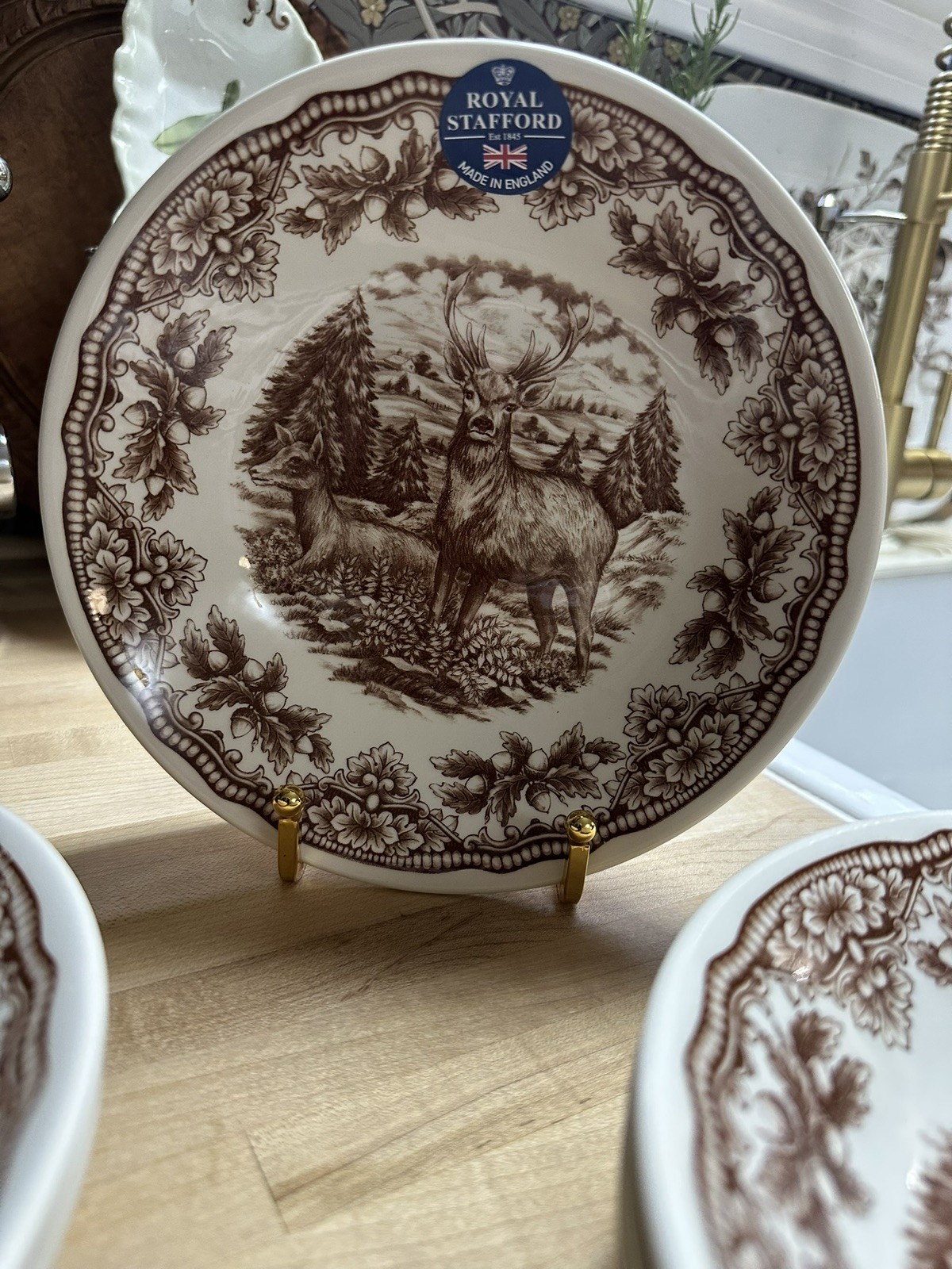 Royal Stafford Thanksgiving Brown HOMELAND DEER STAG BOWLS ~ Set of 6 ~ New Royal Stafford Thanksgiving Brown HOMELAND DEER STAG BOWLS ~ Set of 6 ~ New
