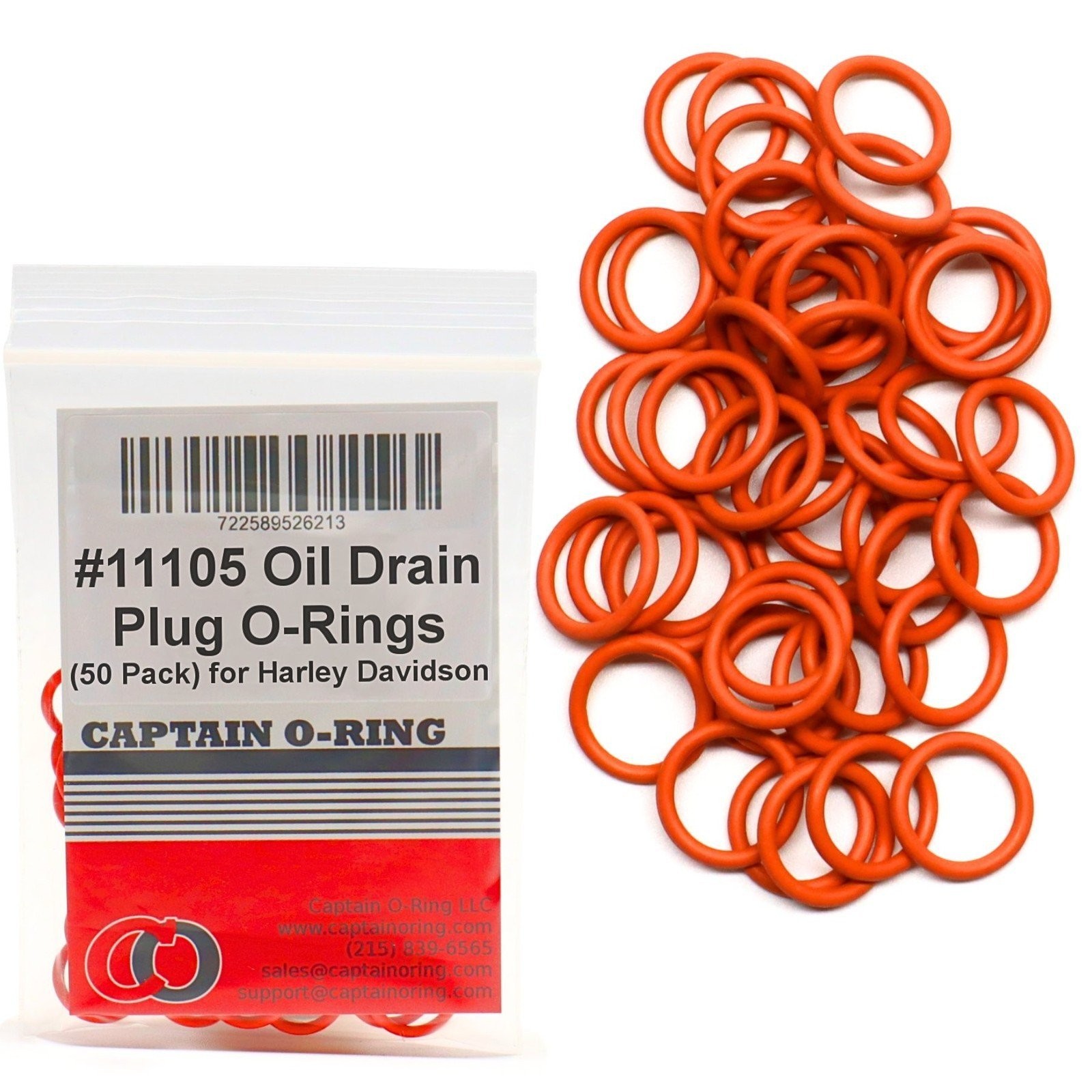 50 Pack - Harley Davidson Oil Drain Plug O-Ring #11105 (Orange Color)