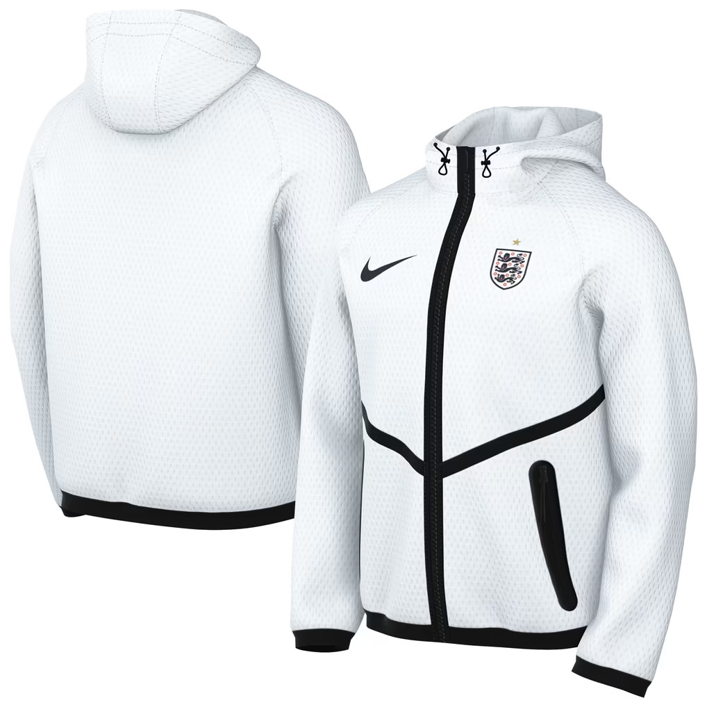 England National Team Nike 2026 Anthem Mesh Dri-FIT Full Zip Hooded Jacket White