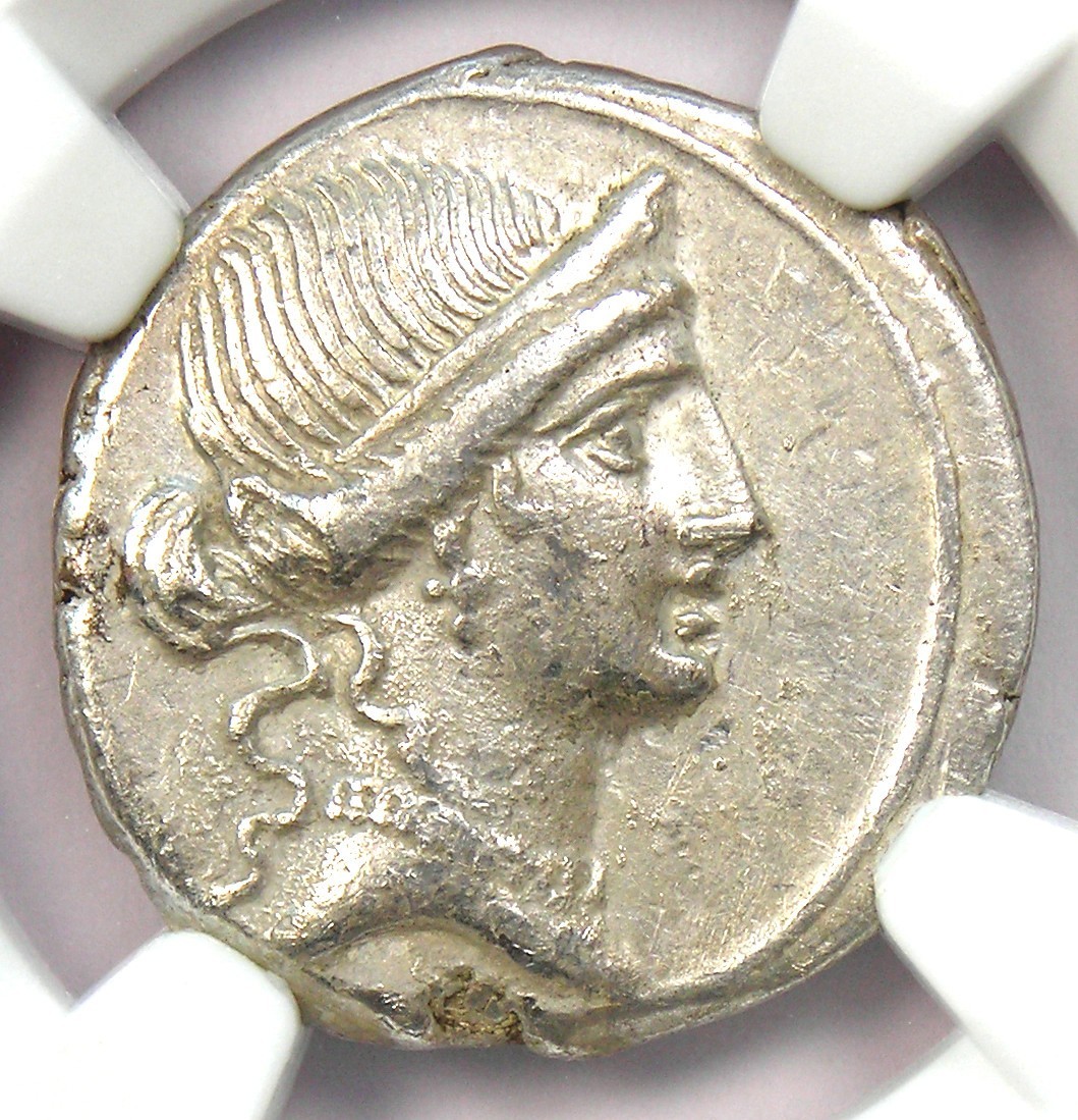 Augustus AR Denarius Silver Octavian Roman Coin 32-31 BC - Certified NGC VF