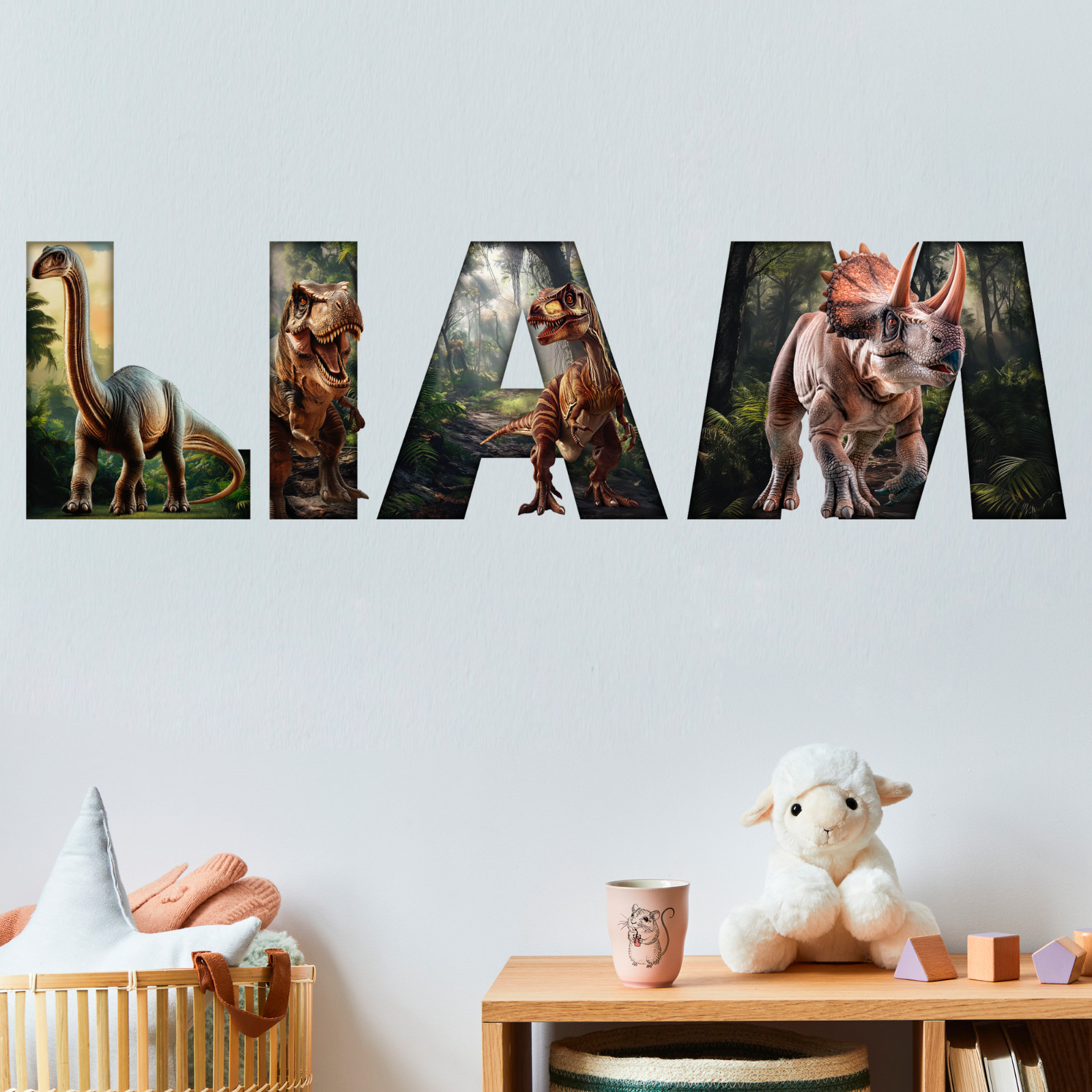 Custom Dinosaur Name Wall Decal Sticker for Kids Bed Room,Boy Dino Nursery Decor Custom Dinosaur Name Wall Decal Sticker for Kids Bed Room,Boy Dino Nursery Decor