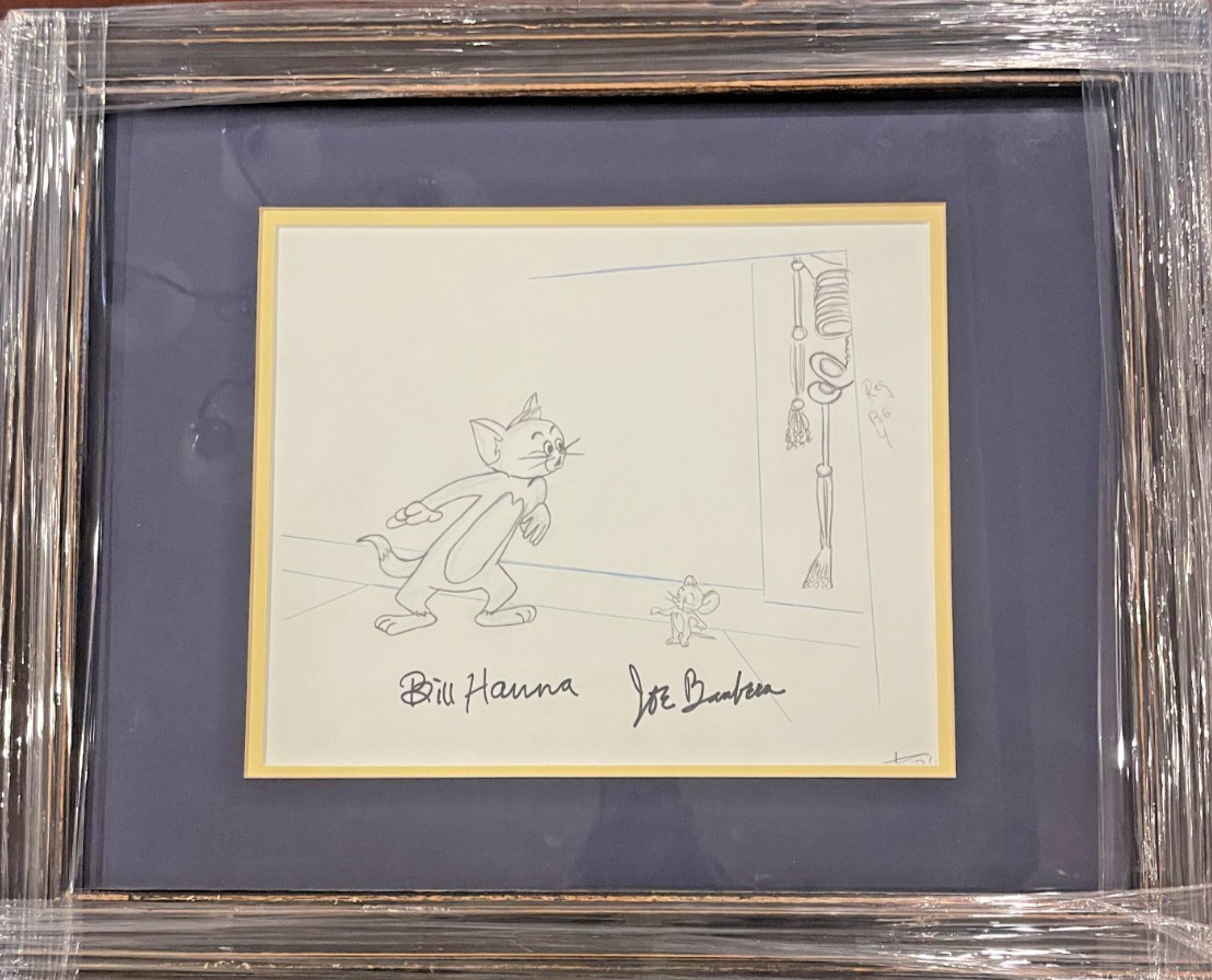 Tom and Jerry w Skeleton in the closet Sketch Signed by Bill HANNA & Joe BARBERA Tom and Jerry w Skeleton in the closet Sketch Signed by Bill HANNA & Joe BARBERA