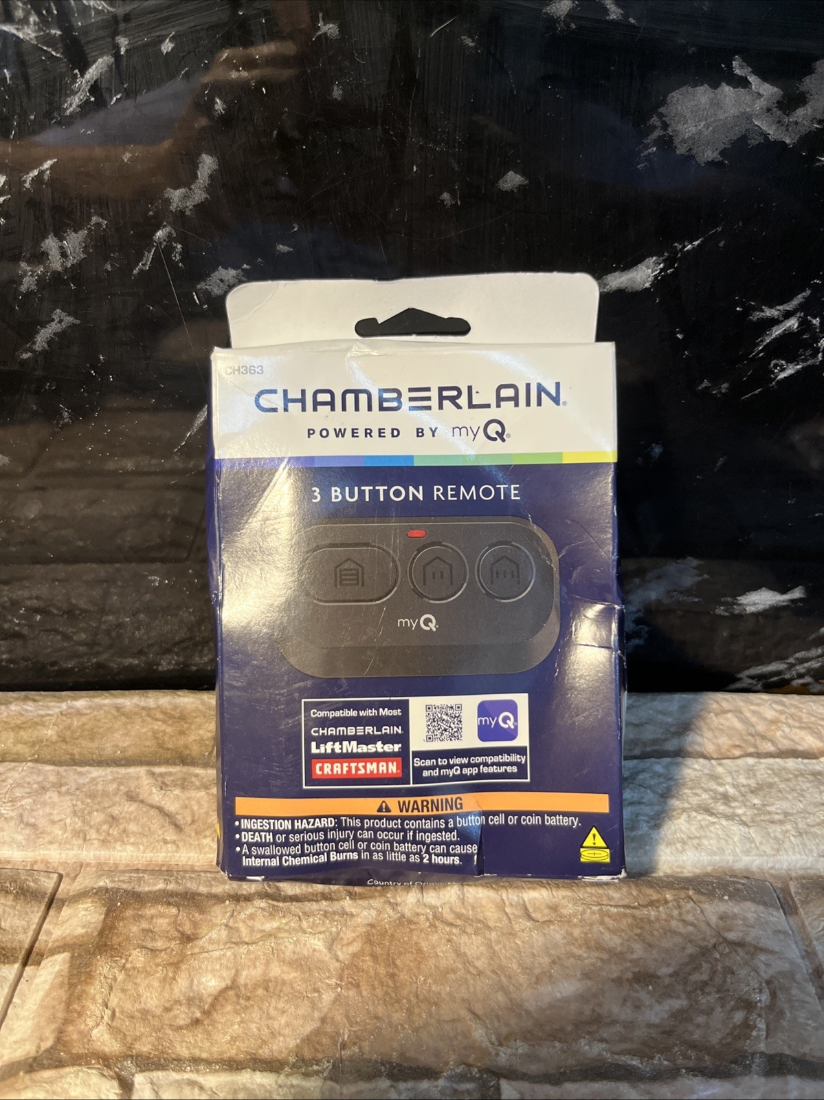 Chamberlain CH363 3 Button Remote myQ Compatible LiftMaster Craftsman Black Chamberlain CH363 3 Button Remote myQ Compatible LiftMaster Craftsman Black
