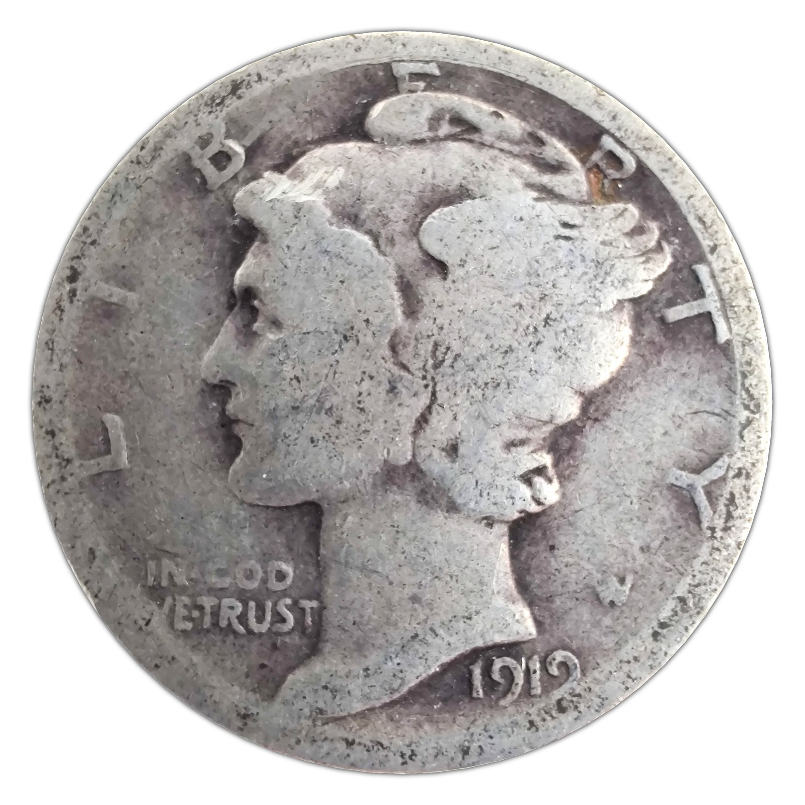 1919-D Mercury Dime G Good 90% Silver 1919-D Mercury Dime G Good 90% Silver
