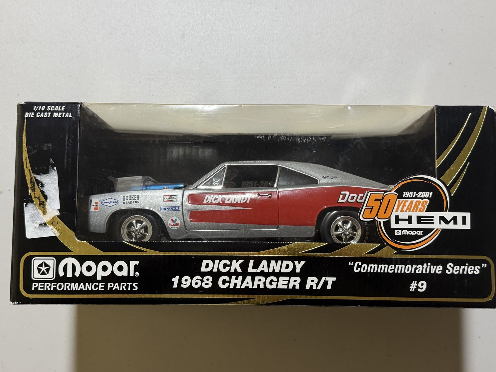 Ertl Mopar Dick Landy 1968 Dodge Charger R/T 1:18 Diecast 50 Years Hemi #9