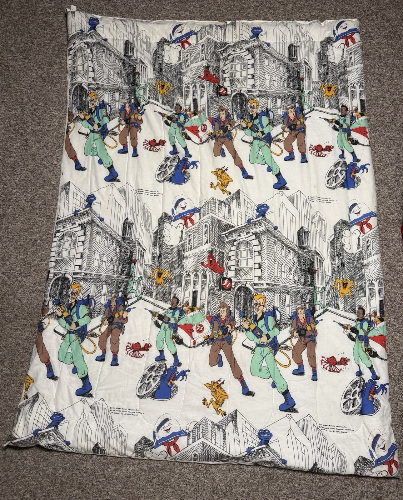 Vintage Real Ghost Busters cartoon Genuine Twin Comforter 1988 Columbia Pictures Vintage Real Ghost Busters cartoon Genuine Twin Comforter 1988 Columbia Pictures
