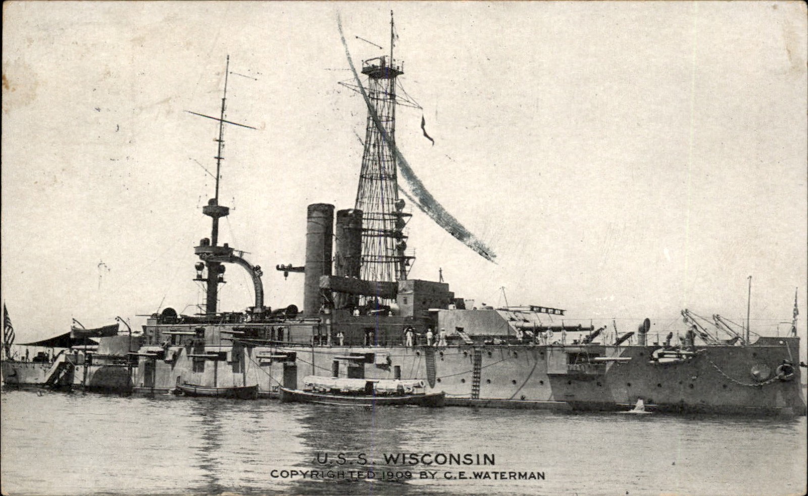 Battleship USS Wisconsin Military C. E. Waterman c1900s-10s Vintage Postcard Battleship USS Wisconsin Military C. E. Waterman c1900s-10s Vintage Postcard