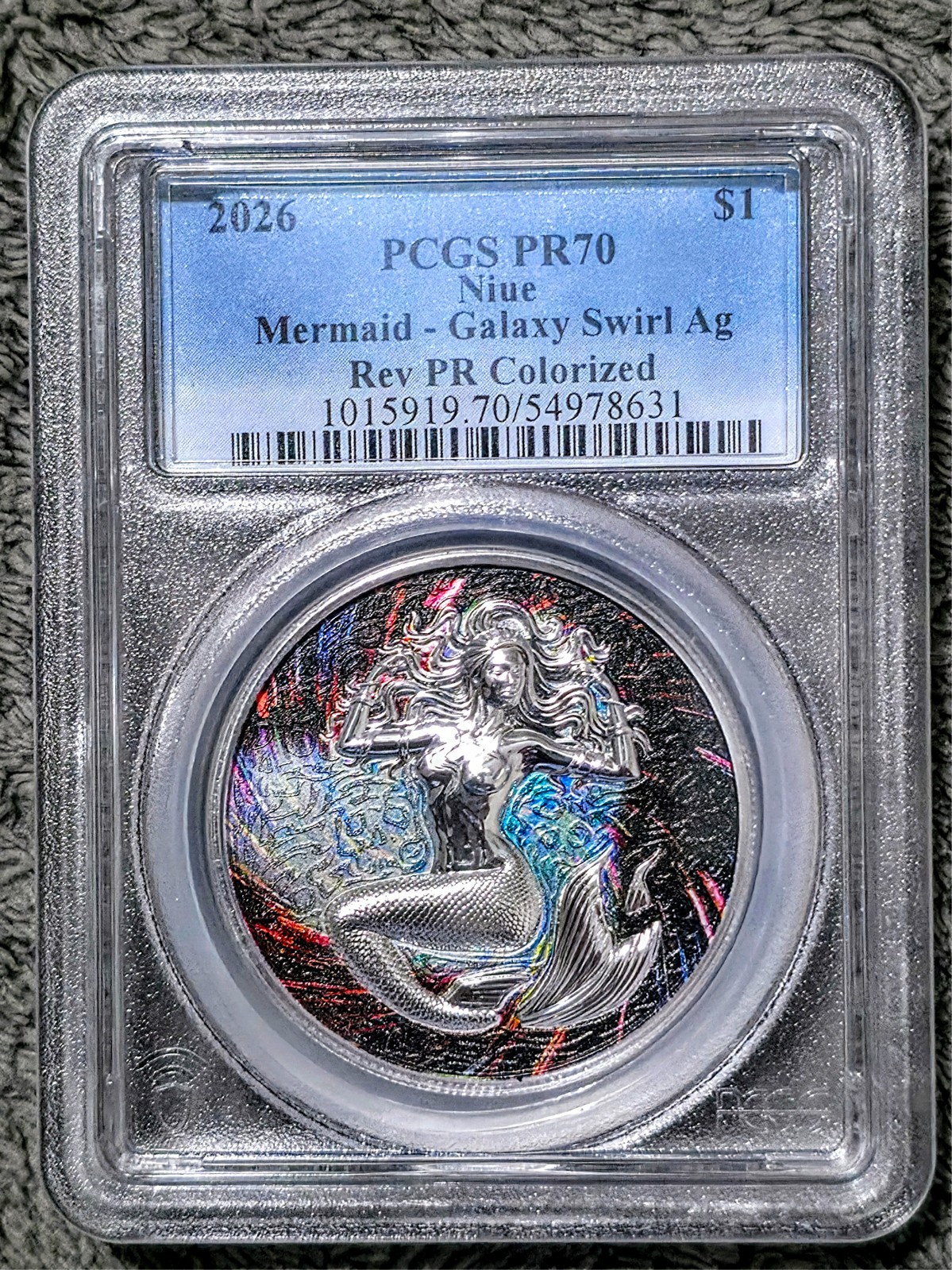 PCGS 2026 Niue Mermaid Galaxy Swirl Ag PR70 1ozSilver RevPR Colorized ULTRA H. R PCGS 2026 Niue Mermaid Galaxy Swirl Ag PR70 1ozSilver RevPR Colorized ULTRA H. R