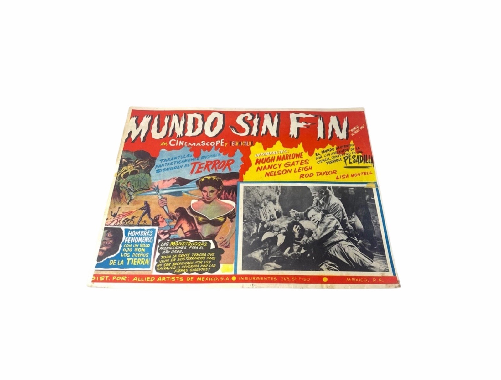 Vintage 50’s Mundo Sin Fin Sci-Fi Lobby Card Horror Movie Poster México DF