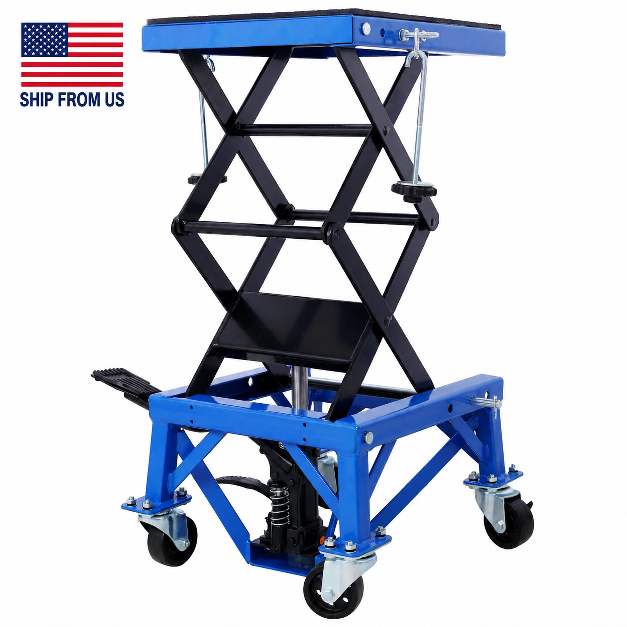 300 LB Hydraulic Motorcycle Scissor Lift Jack Dirt Bike Stand Foot Pedal Wheels 300 LB Hydraulic Motorcycle Scissor Lift Jack Dirt Bike Stand Foot Pedal Wheels