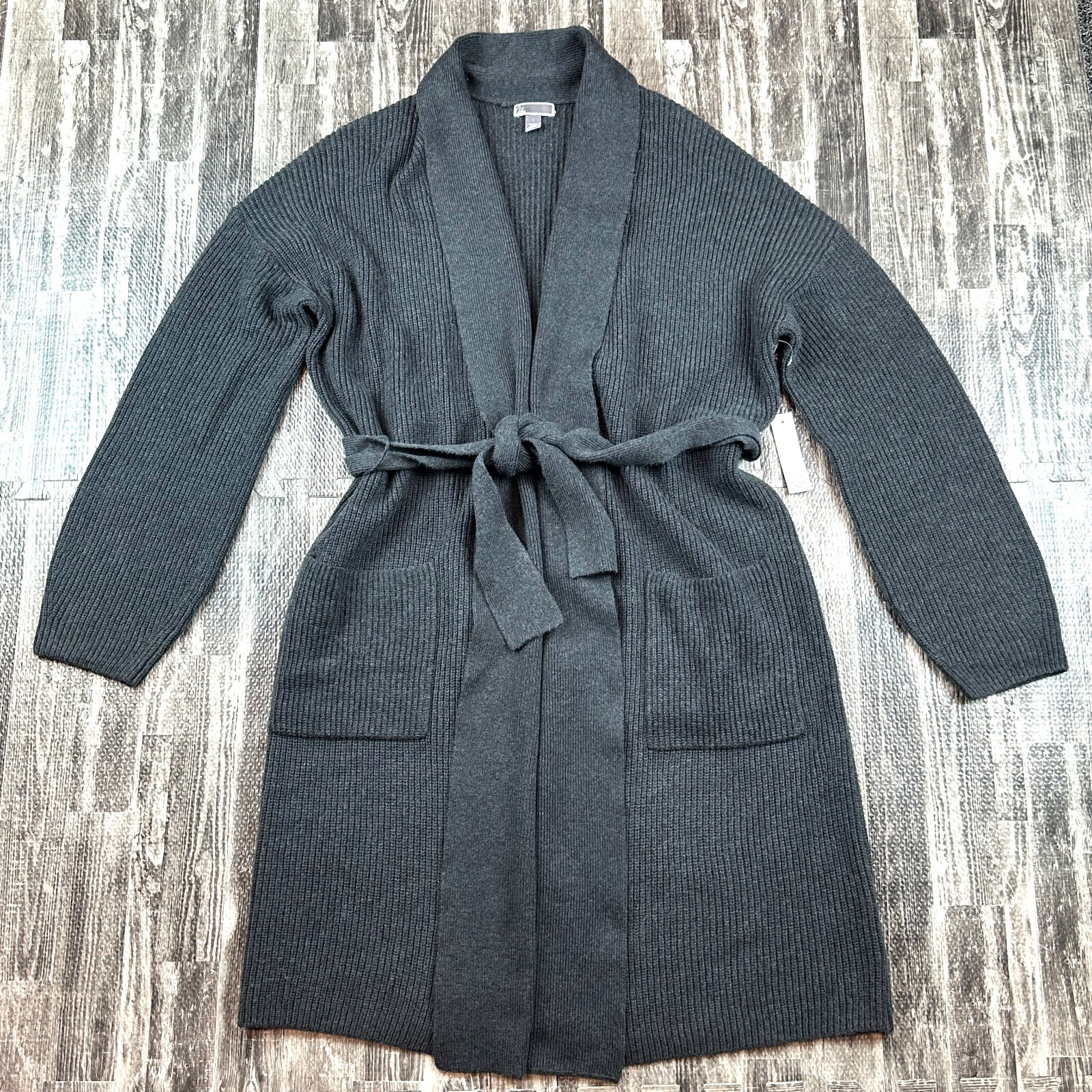 Chelsea28 Women Belted Knit Cardigan Size L Large Gray Sweater NEW Chelsea28 Women Belted Knit Cardigan Size L Large Gray Sweater NEW