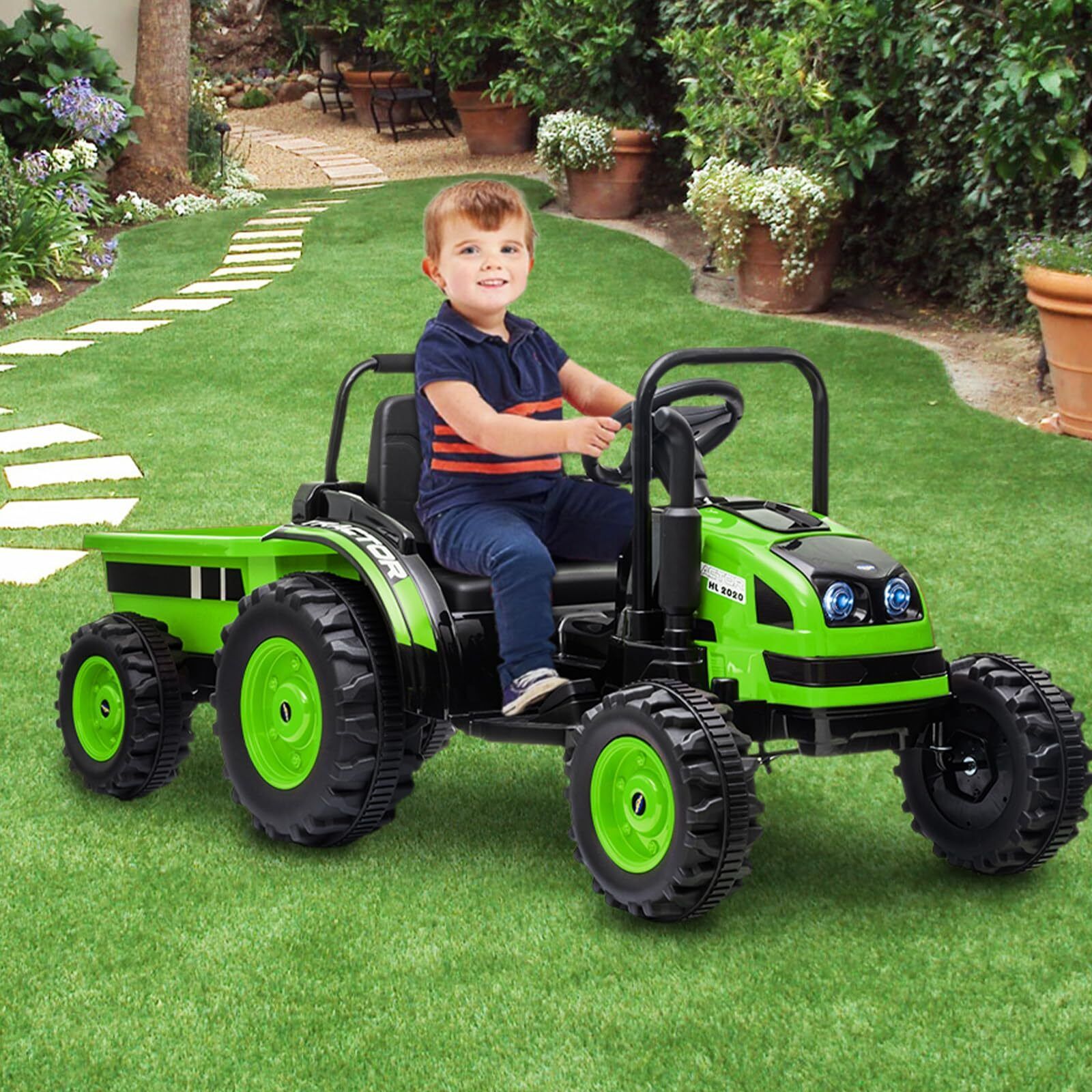 12V Kids Electric Ride on UTV Truck Tractor Toys Car w/Dump Bed Remote Green