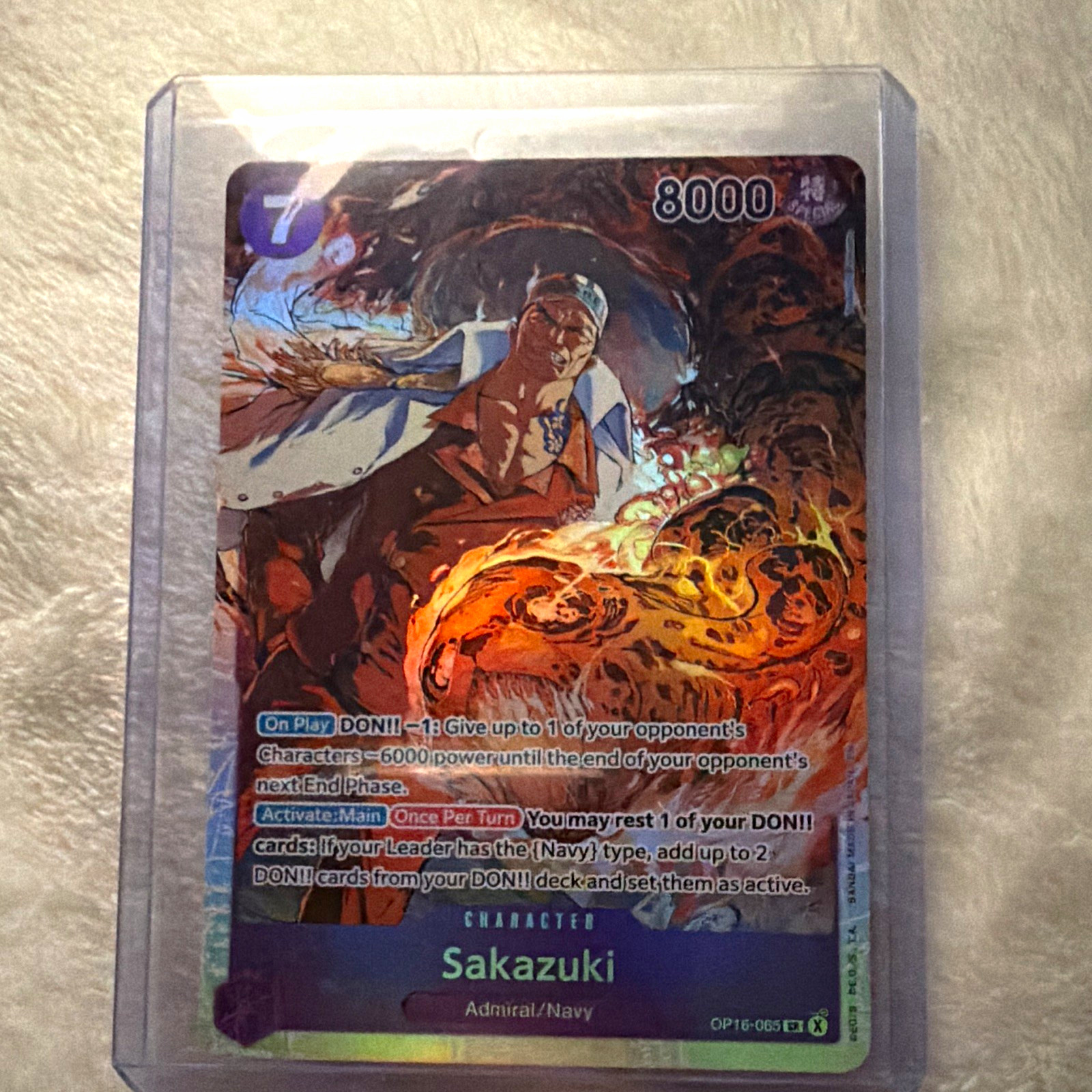 Bandai One Piece CCG Sakazuki OP16-065 Special Alt Art Foil 8000 Cost 7 Bandai One Piece CCG Sakazuki OP16-065 Special Alt Art Foil 8000 Cost 7