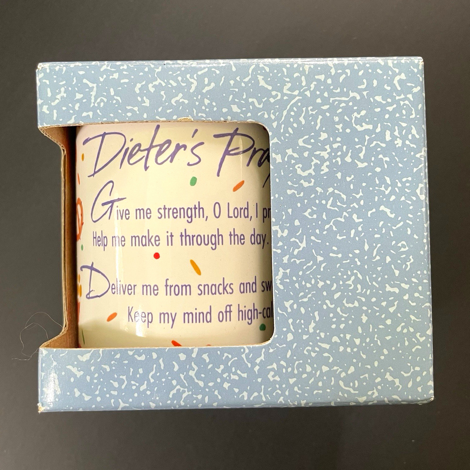 VTG 1986 Hallmark Dieters Prayer Novelty Coffee Mug New In Box Rare Retro Gift