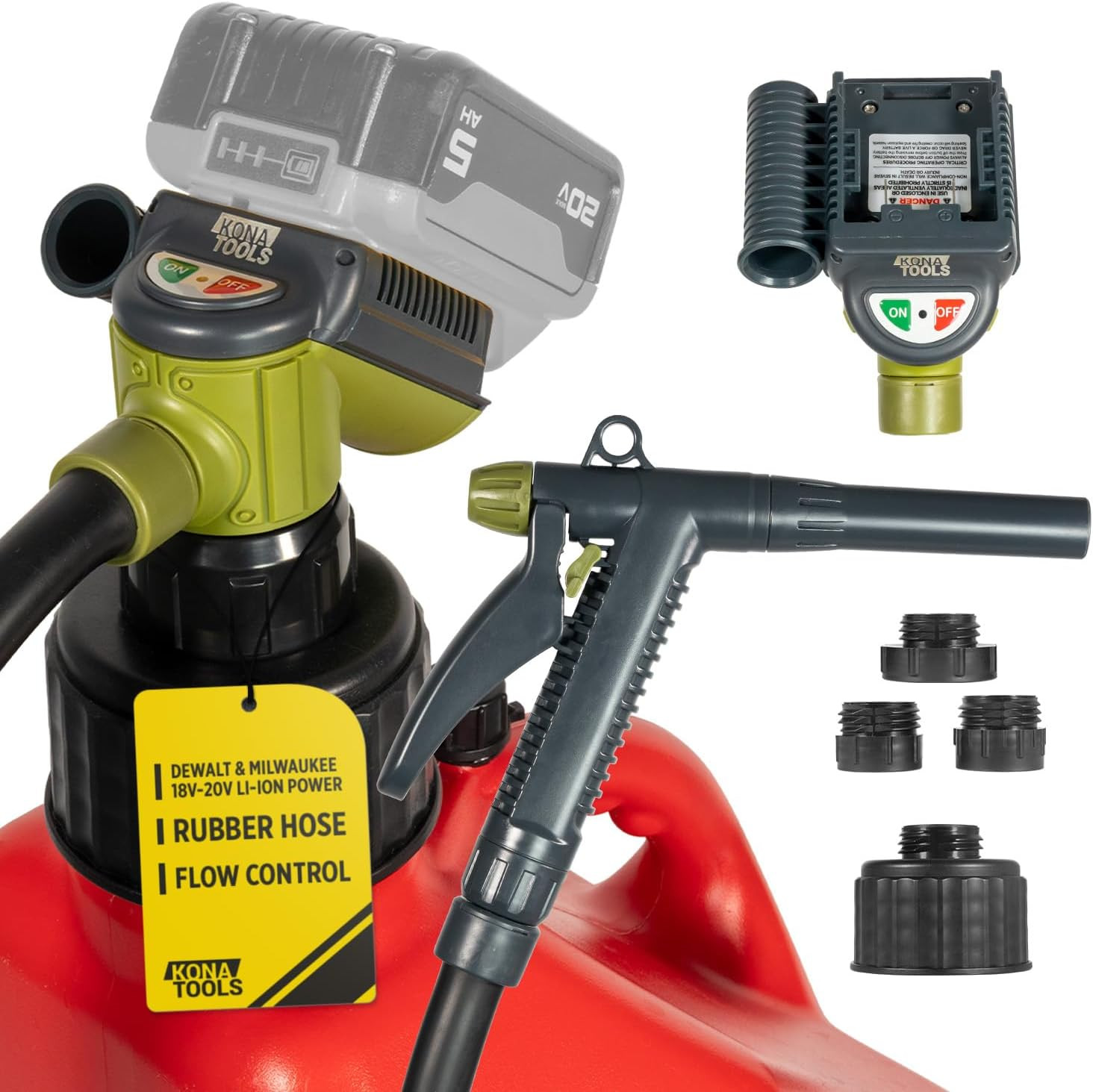 Cordless Fuel Transfer Pump with Manual Flow Control Nozzle (4 GPM)
