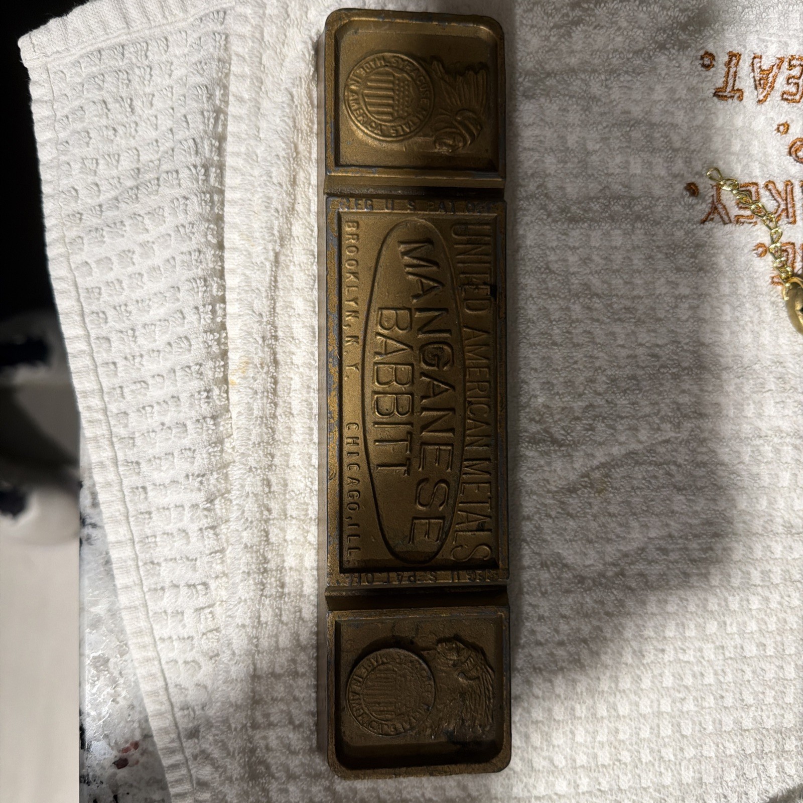 United American Metals Manganese Babbitt Ingot Metals 4lbs+ Vintage United American Metals Manganese Babbitt Ingot Metals 4lbs+ Vintage