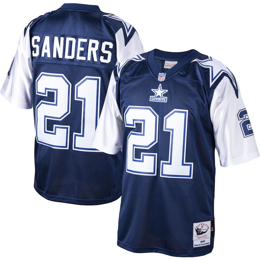 Men's #21 Deion Sanders Navy 1995 Authentic Throwback Retired Player Jersey Men's #21 Deion Sanders Navy 1995 Authentic Throwback Retired Player Jersey