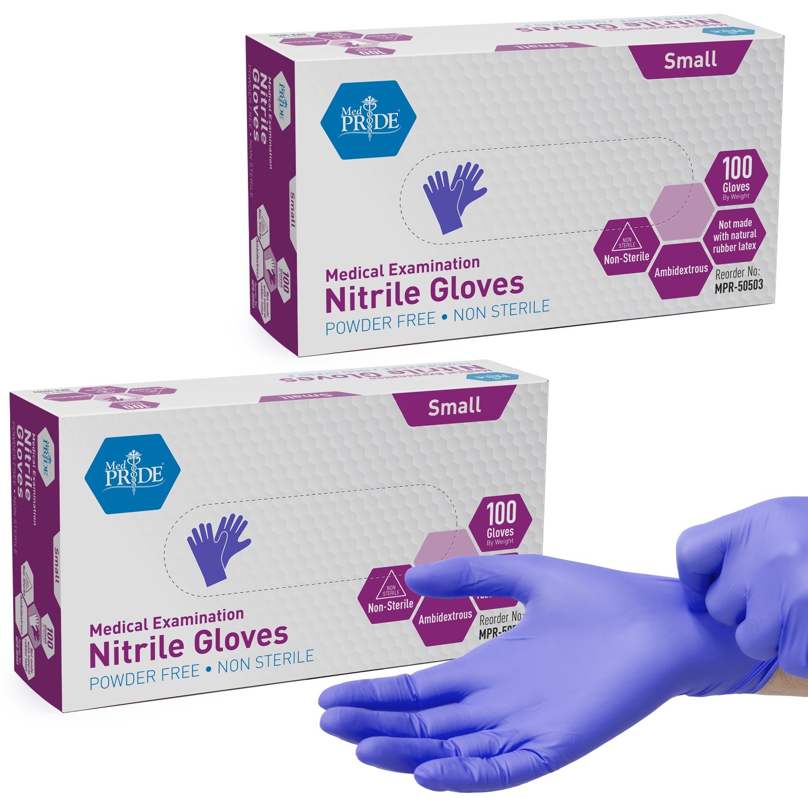 MED PRIDE Blue Nitrile Exam Gloves Medical Disposable Powder & Latex-Free 200ct