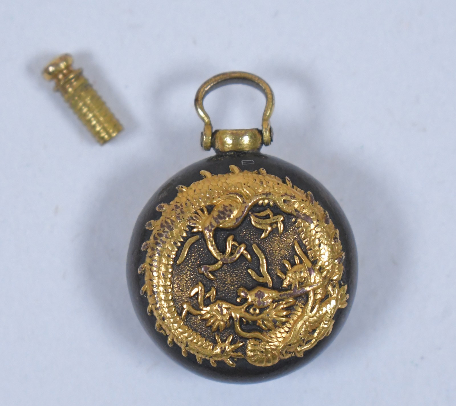 c1810 Antique Japanese Scent Bottle FOB Container Charm Dragon & Phoenix