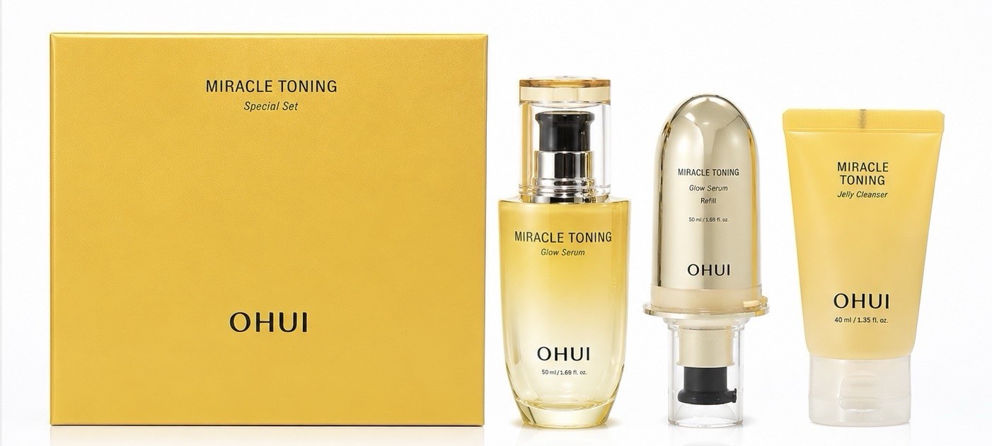 OHUI Miracle Toning Glow Serum 50ml Set with 50ml Refill 40ml Cleanser
