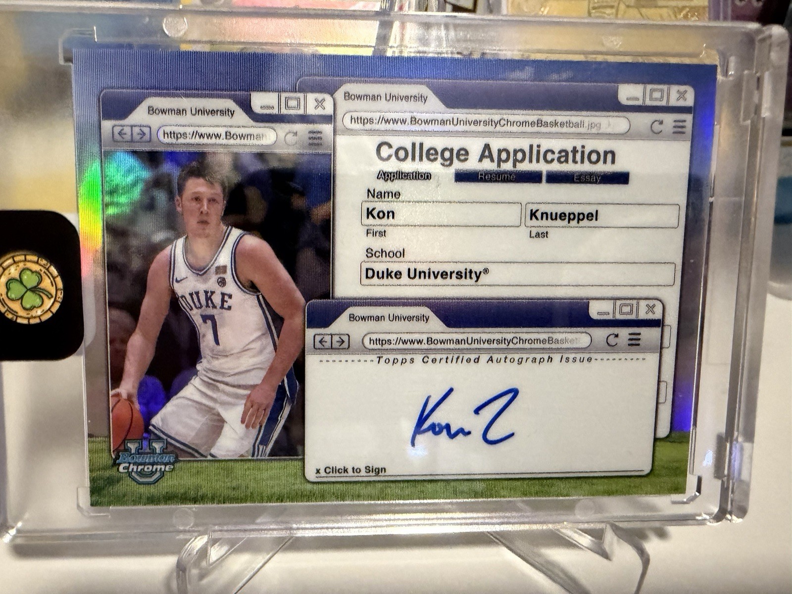 Topps 2024-25 Bowman University Chrome Kon Knueppel Duke CAA-KK Auto Topps 2024-25 Bowman University Chrome Kon Knueppel Duke CAA-KK Auto