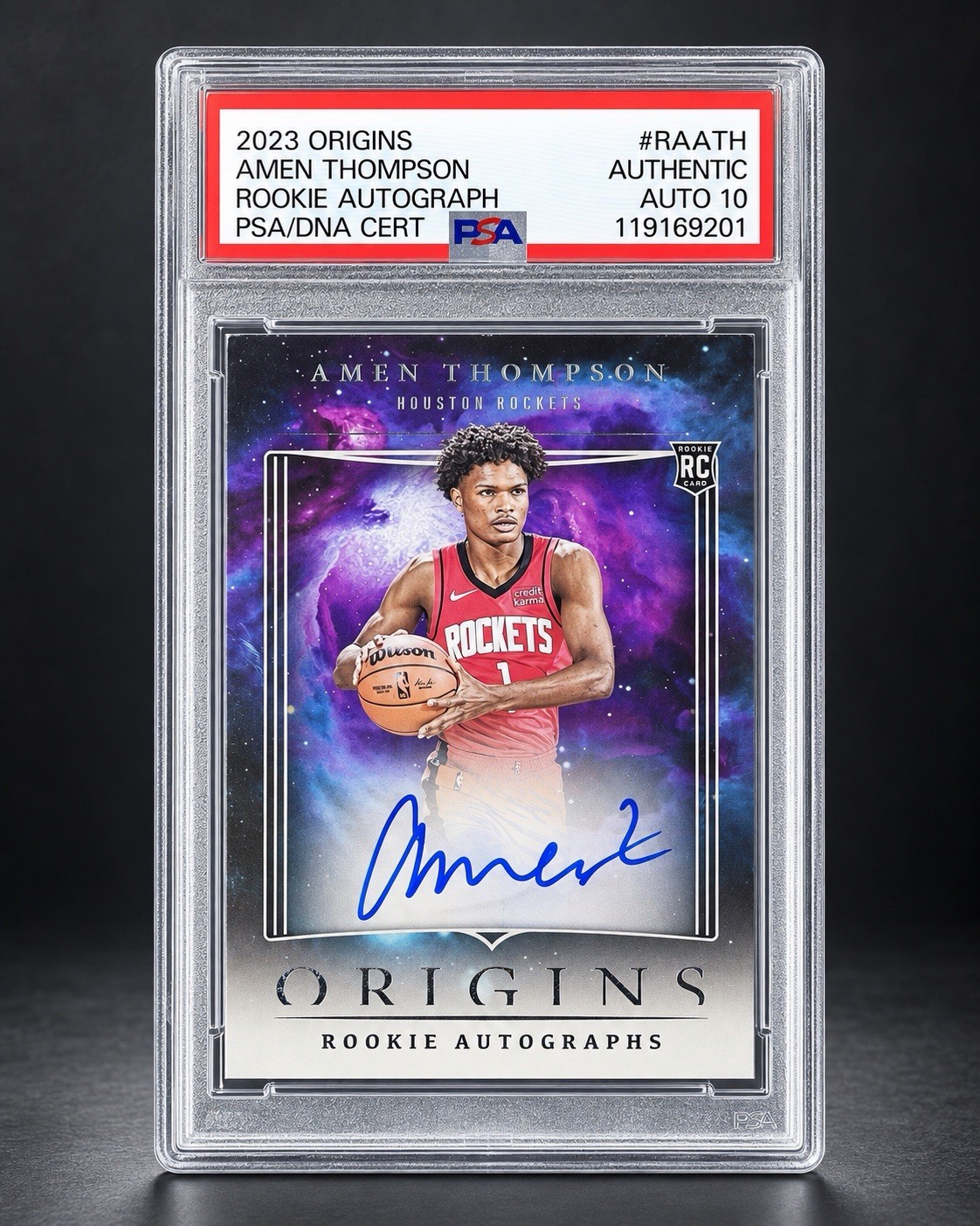 2023-24 Origins Amen Thompson RC On-Card Auto PSA/DNA Authentic AUTO 10 RA-ATH