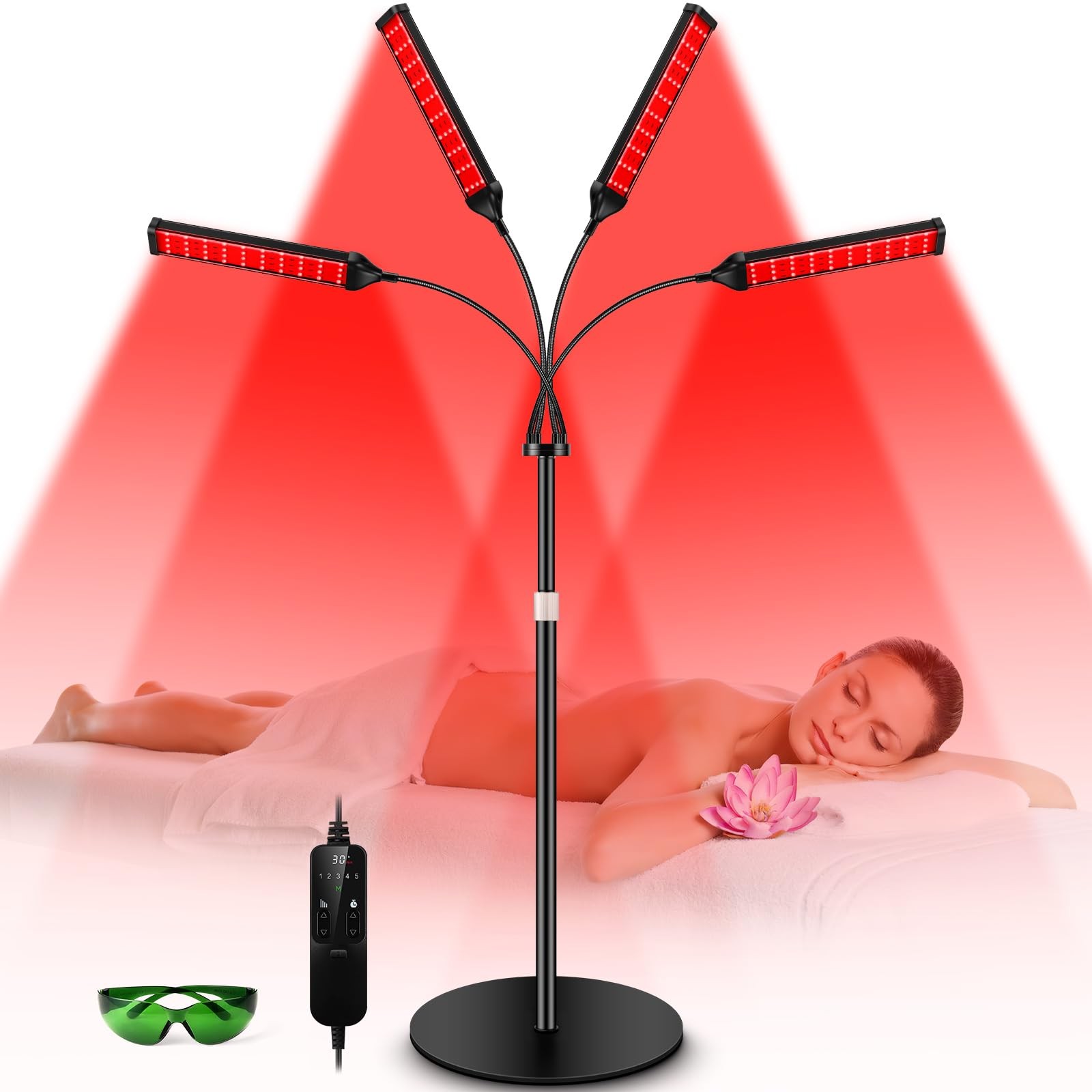 Viconor Red Light Therapy Lamp,4 Head Infrared 4 Head, Black Viconor Red Light Therapy Lamp,4 Head Infrared 4 Head, Black