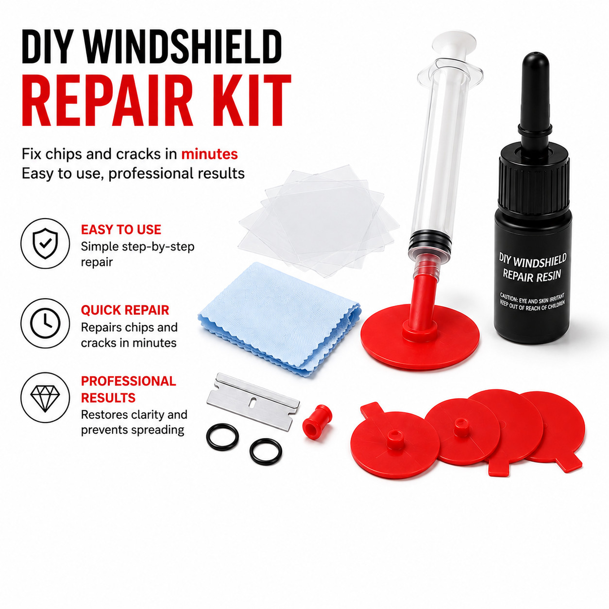 US Glass Windshield Repair Tool Kit Fix Car Wind Glass Windscreen Chip Crack US Glass Windshield Repair Tool Kit Fix Car Wind Glass Windscreen Chip Crack