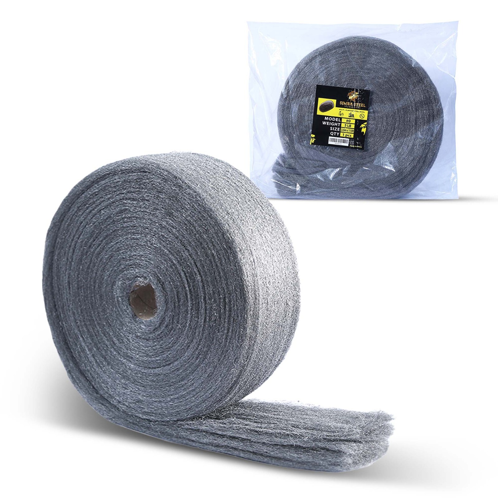 115 FT (5 LB) Steel Wool Grade #0 (FINE GRADE) JUMBO roll,  Roll, Multi Purpose.