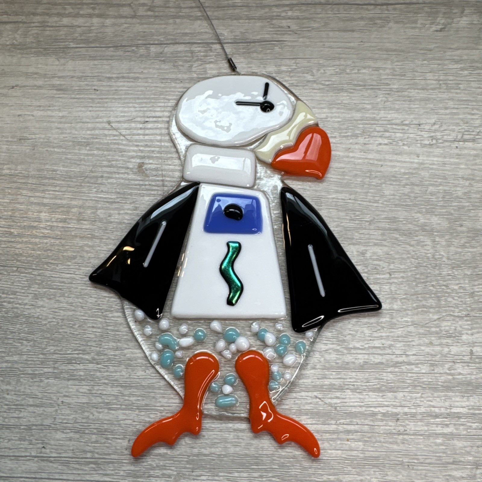 Colorful Fused Glass PUFFIN window Hanging Colorful Fused Glass PUFFIN window Hanging