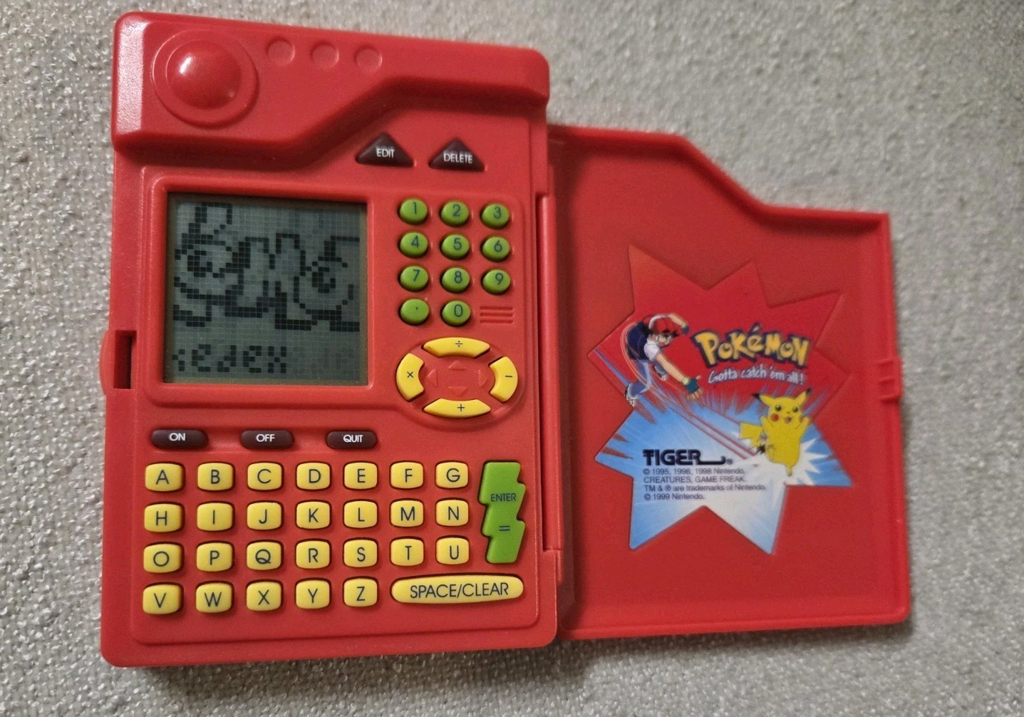 Vintage 1999 Pokémon Tiger Electronics Electronic Organizer Pokédex Red Working